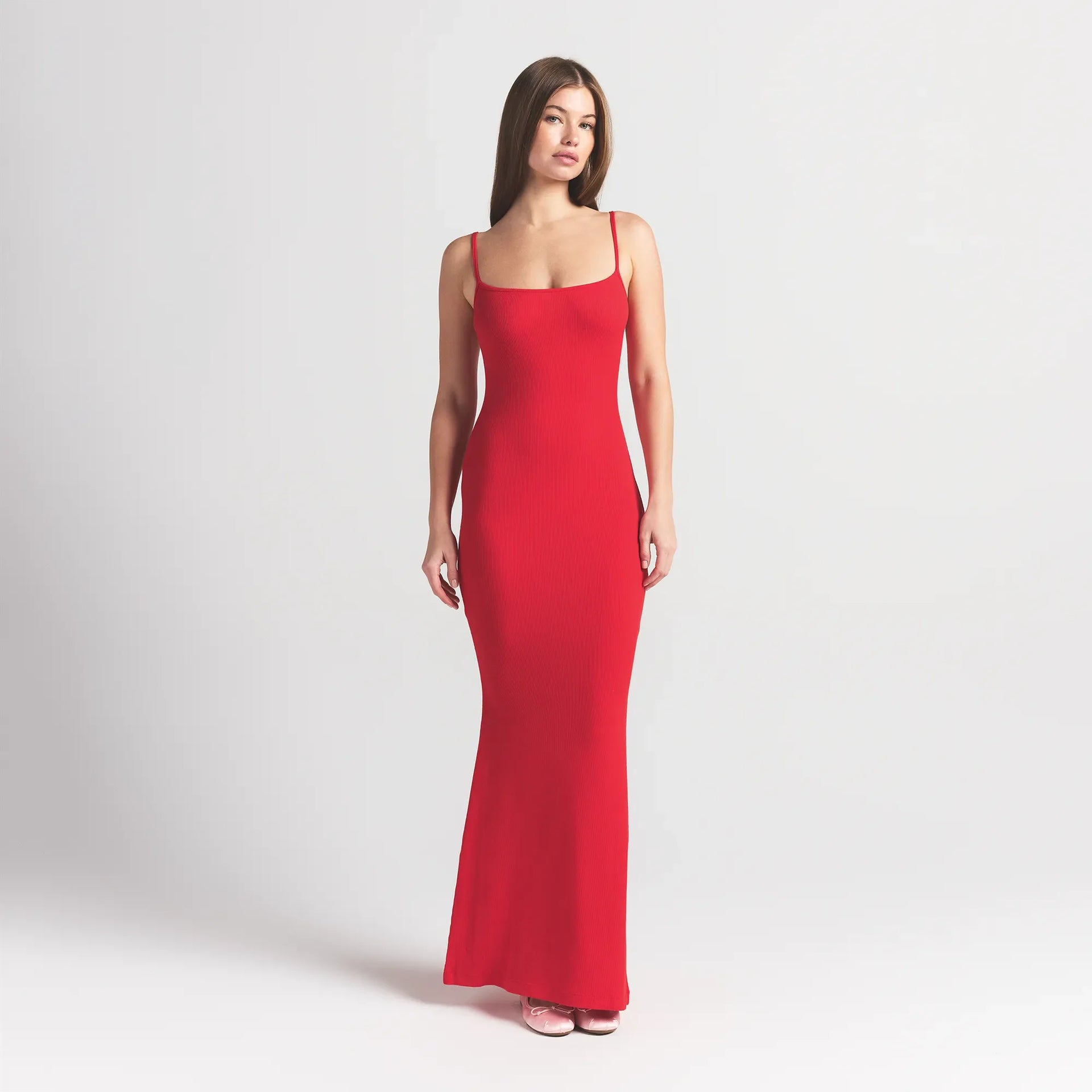 SOFT LOUNGE LONG SLIP DRESS | CHERRY