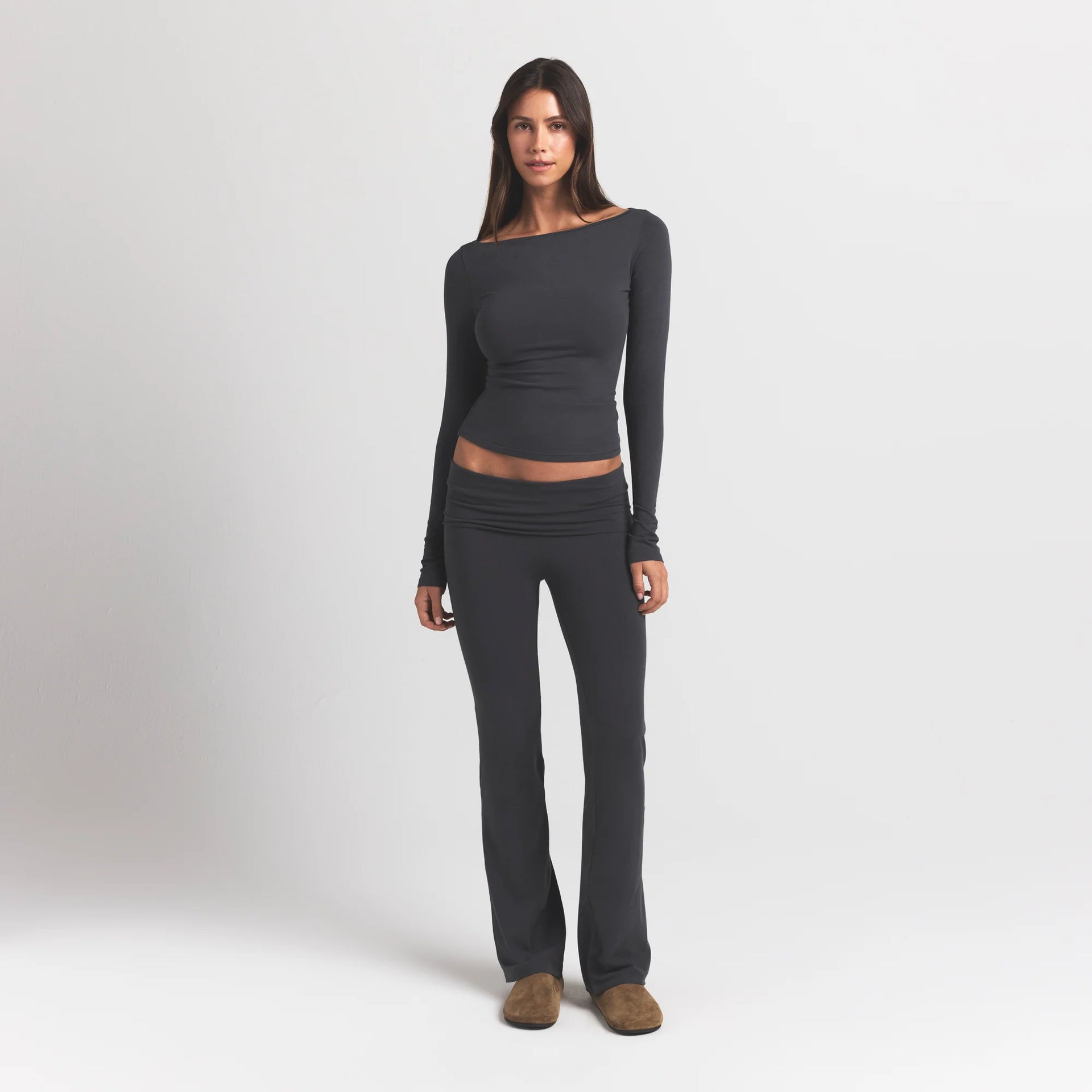 COTTON JERSEY FOLDOVER PANT | ASH