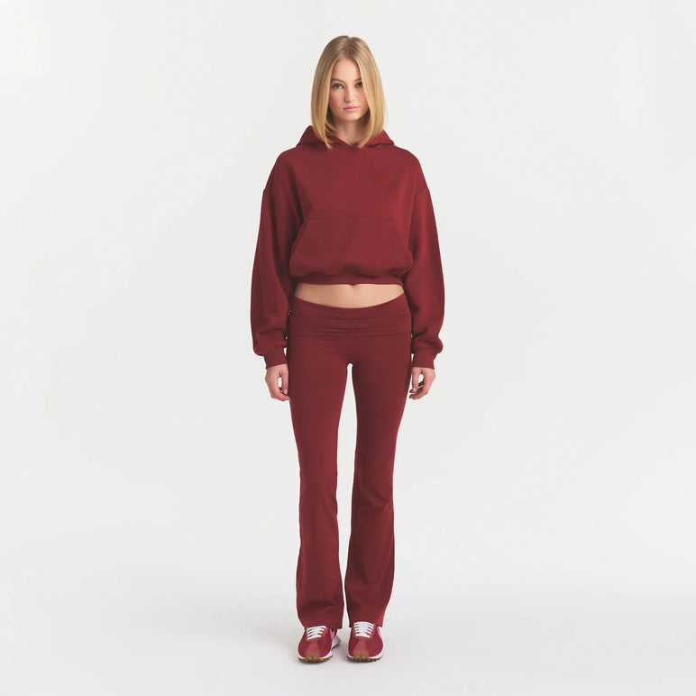 COTTON JERSEY FOLDOVER PANT | MERLOT