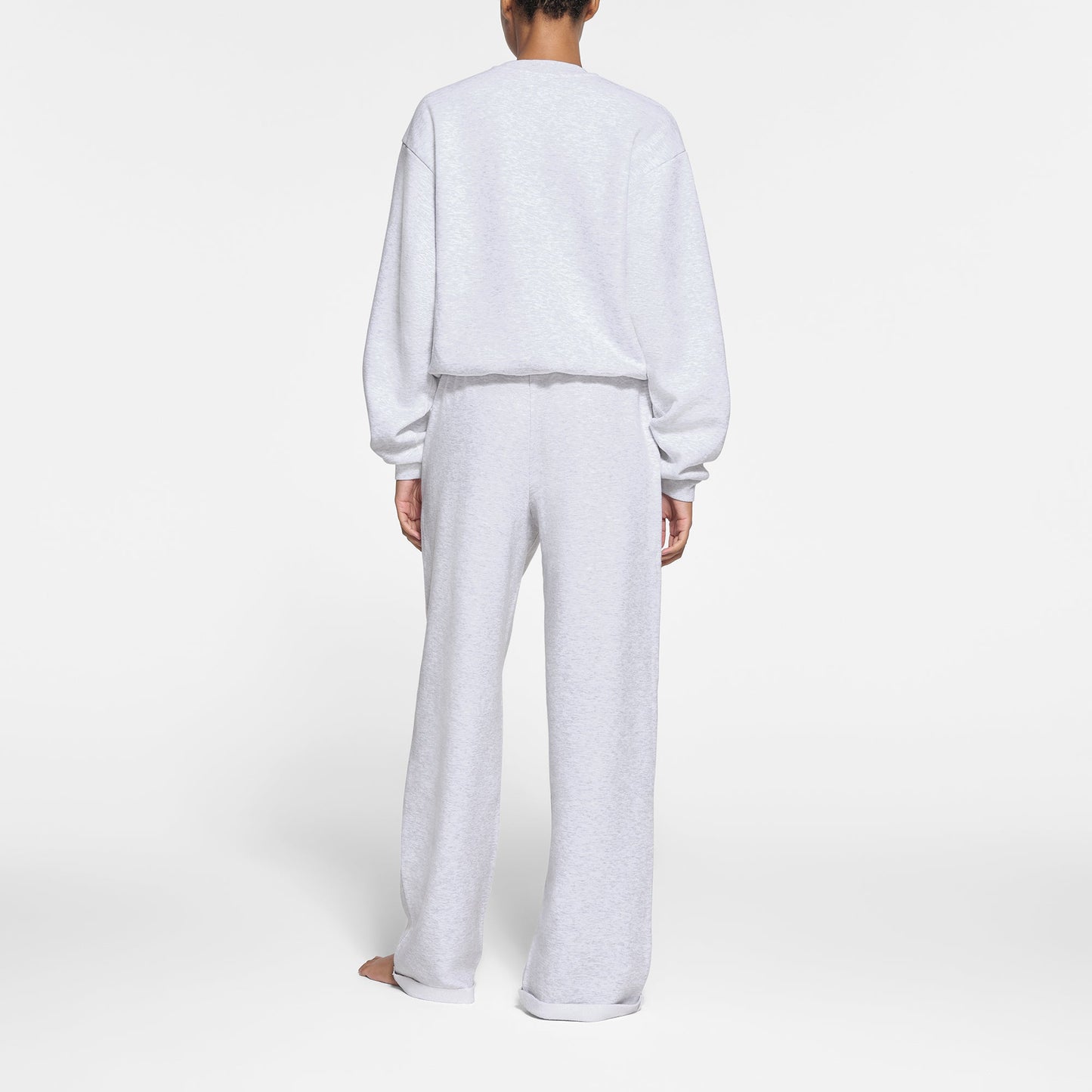 COTTON FLEECE STRAIGHT LEG PANT | LIGHT HEATHER GREY
