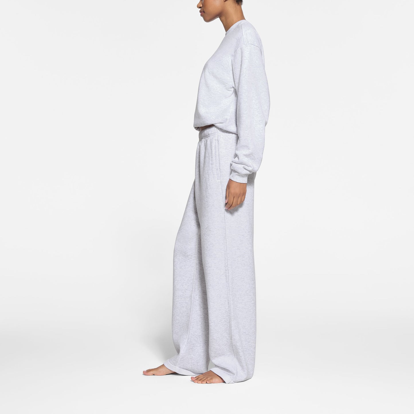 COTTON FLEECE STRAIGHT LEG PANT | LIGHT HEATHER GREY