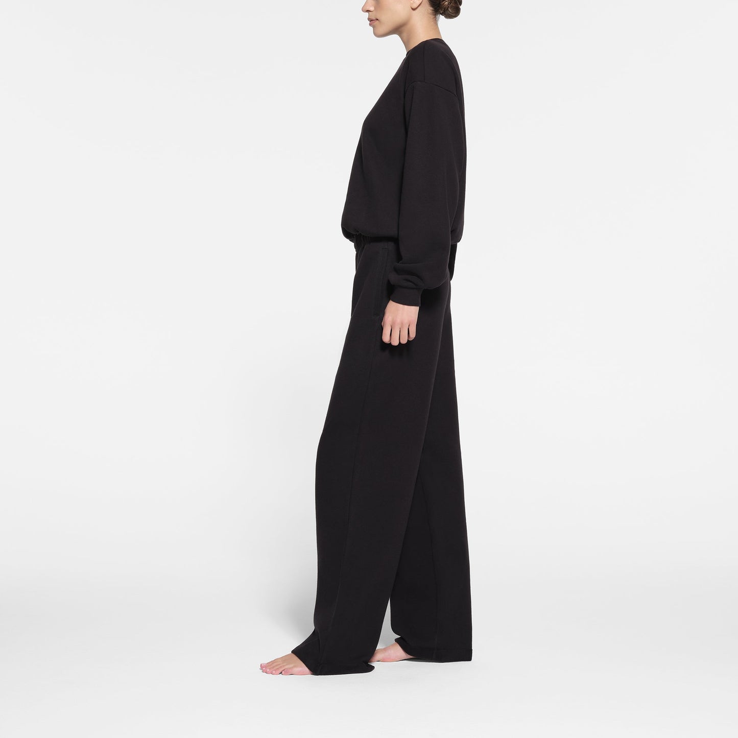 COTTON FLEECE STRAIGHT LEG PANT | ONYX