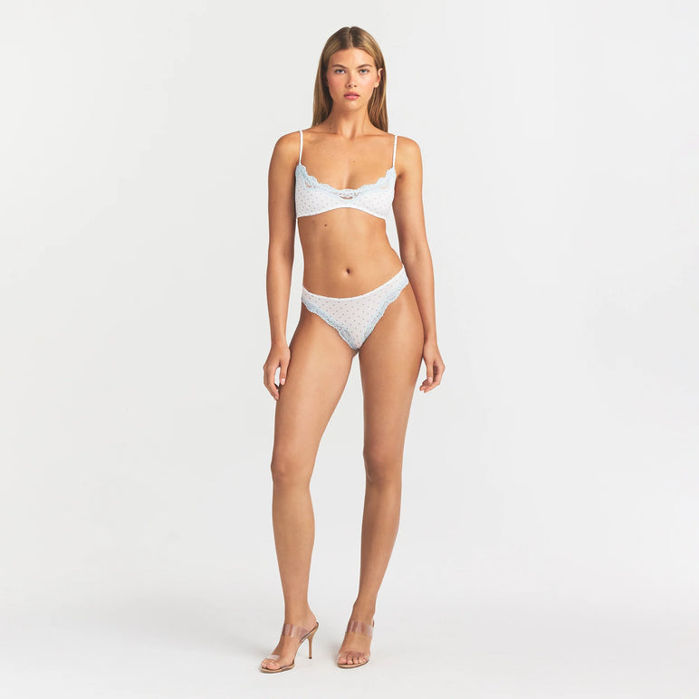 FITS EVERYBODY LACE SCOOP BRALETTE | SLATE PIN DOT PRINT
