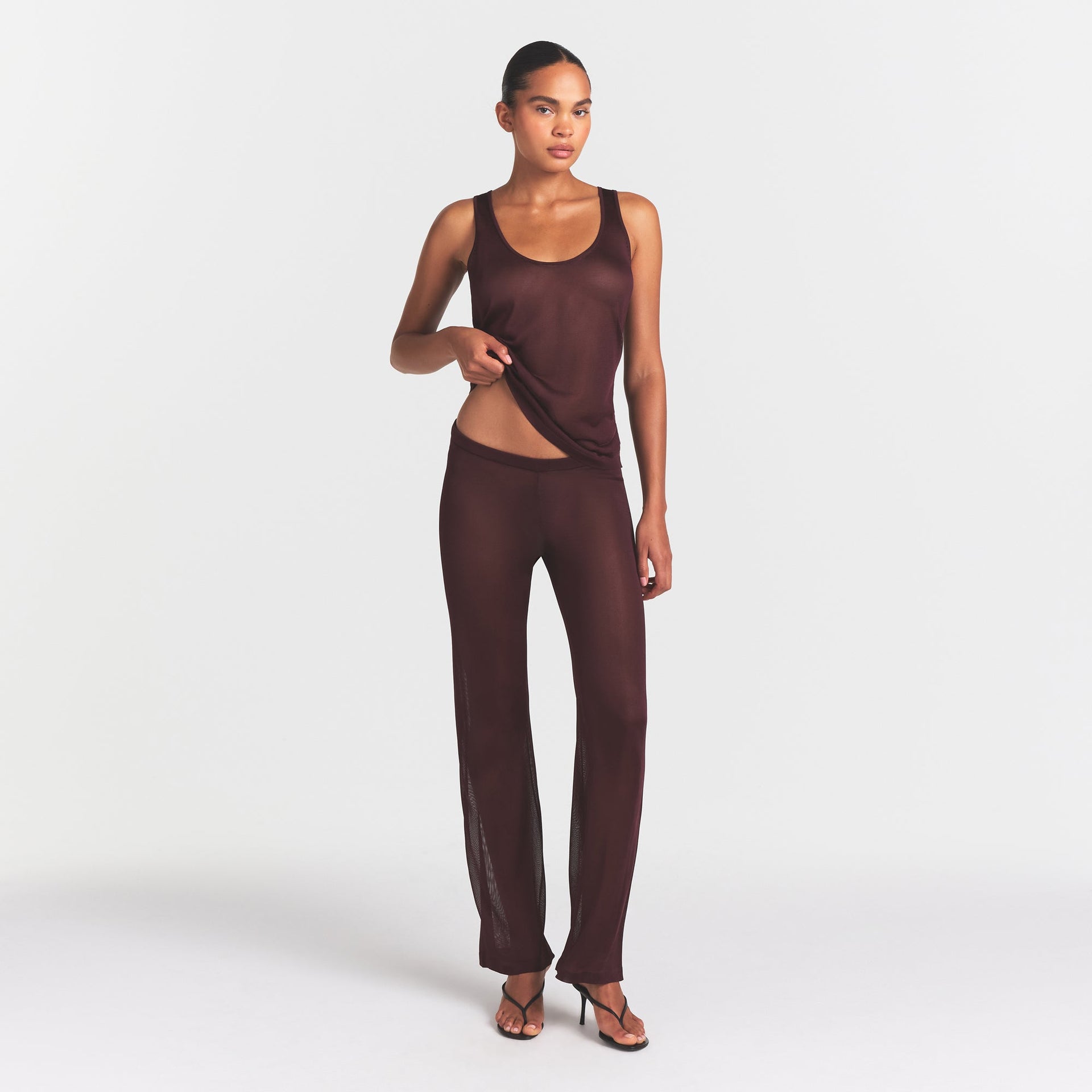 SLINKY KNIT LOW RISE PANT | CURRANT