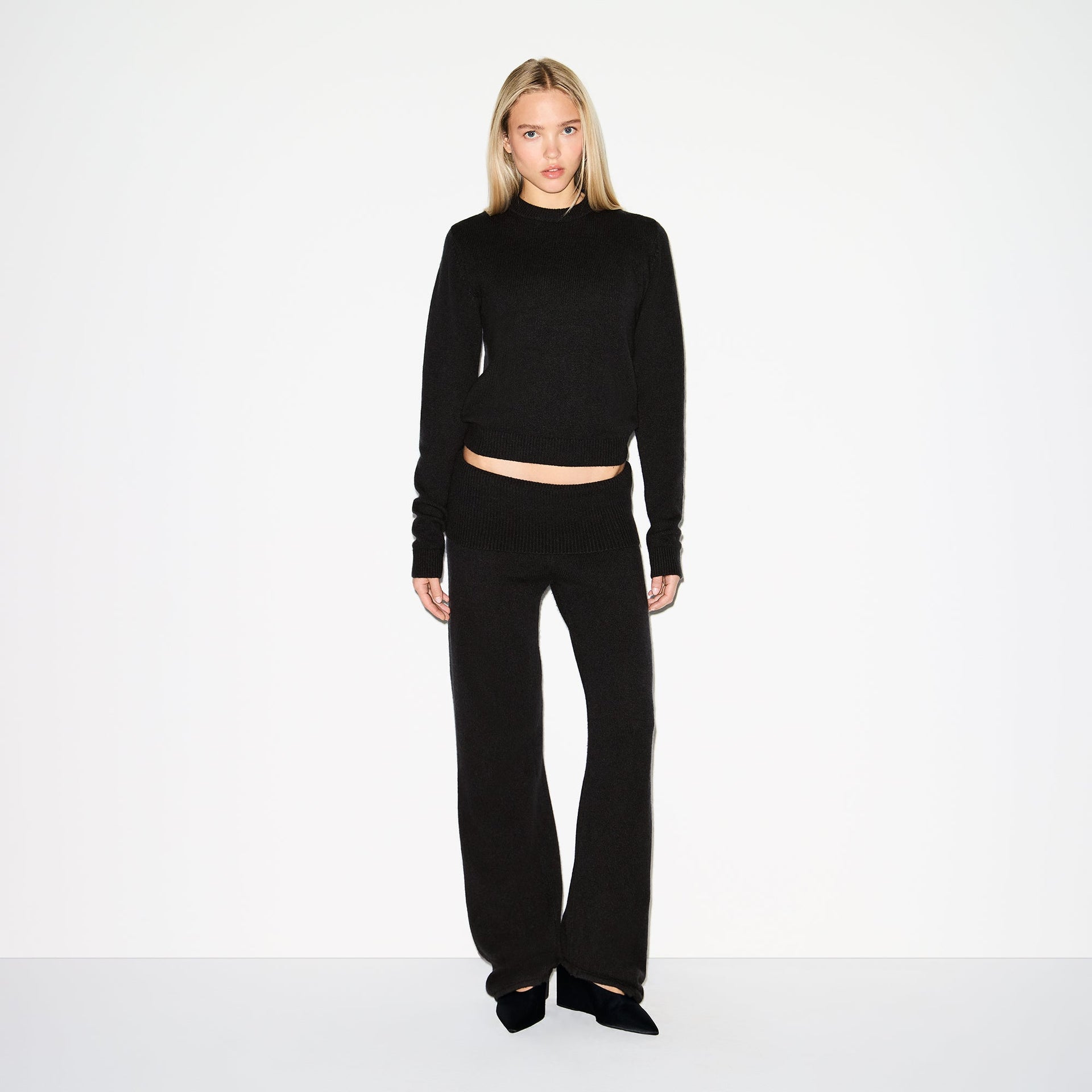 WOOL CASHMERE FOLDOVER PANT | ONYX