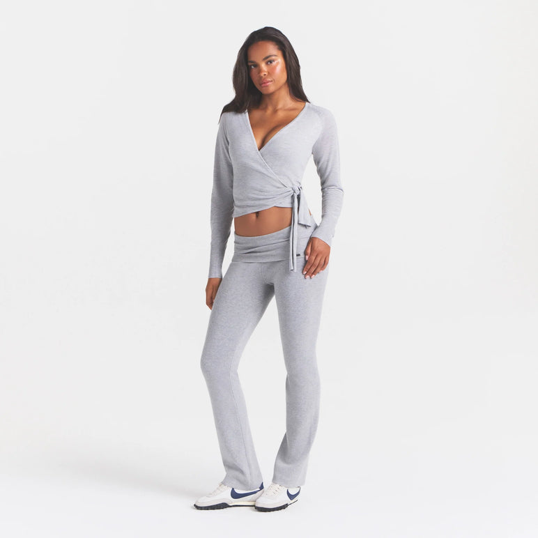 ESSENTIAL KNIT FOLDOVER PANT | MID HEATHER GREY