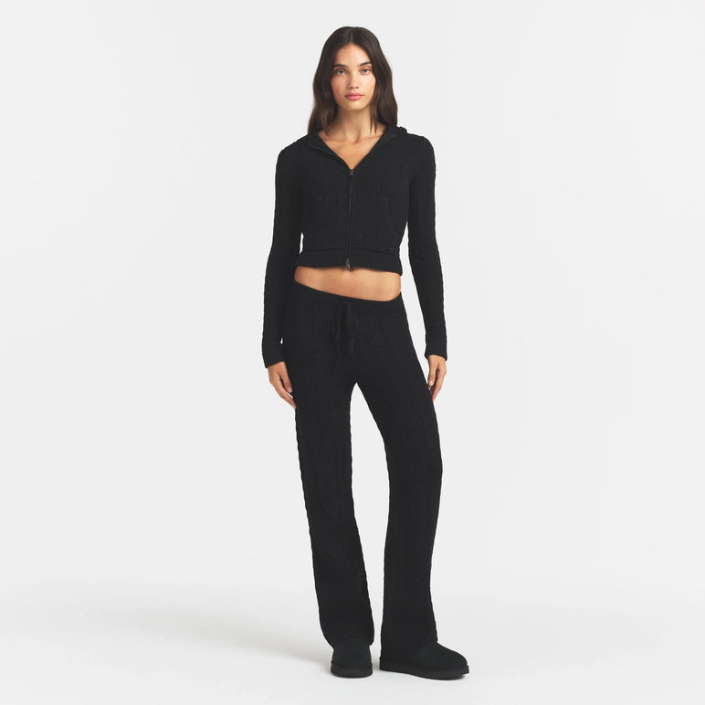 SWEATER KNIT CABLE STRAIGHT LEG PANT | ONYX