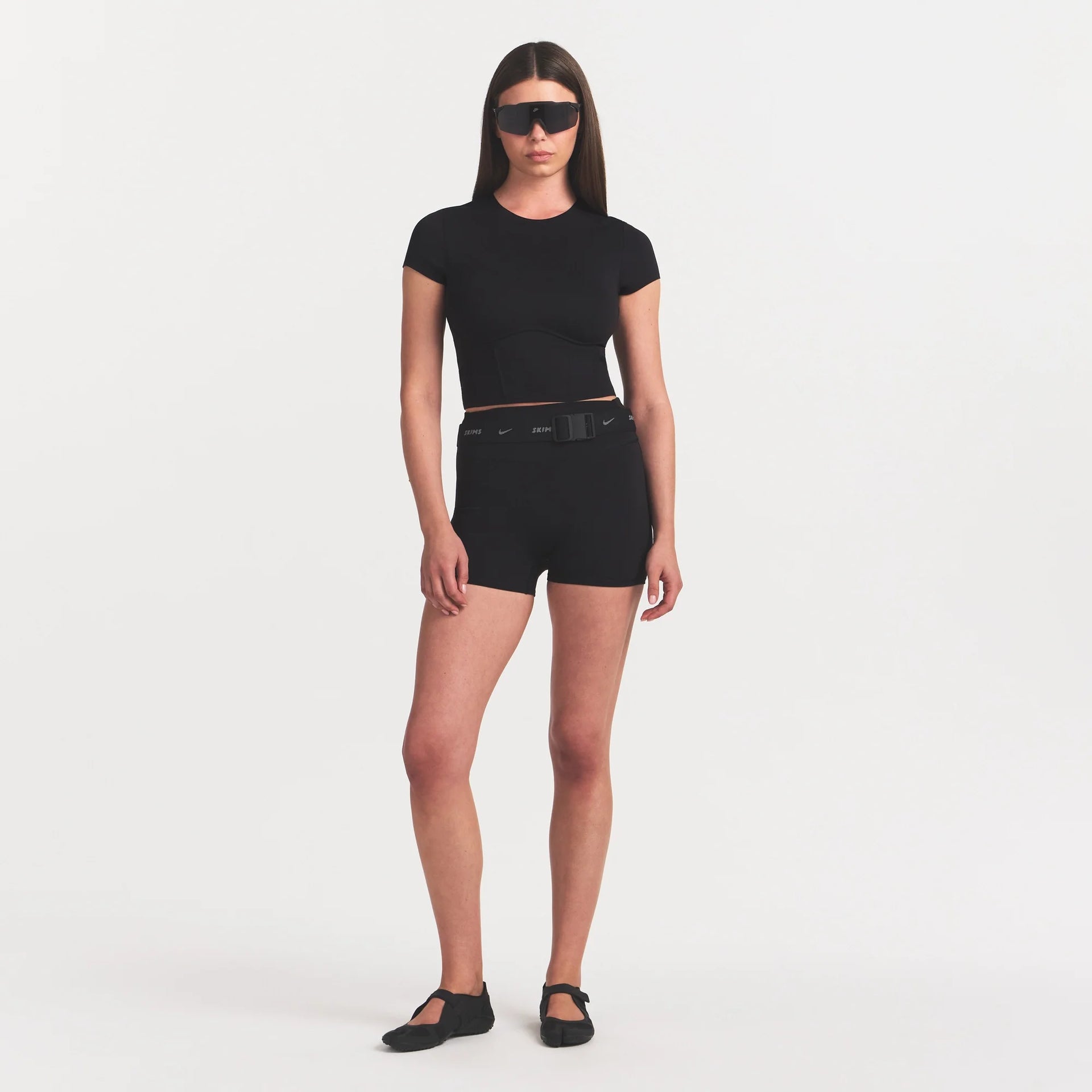 NikeSKIMS MATTE CROPPED CORSET TEE | OBSIDIAN