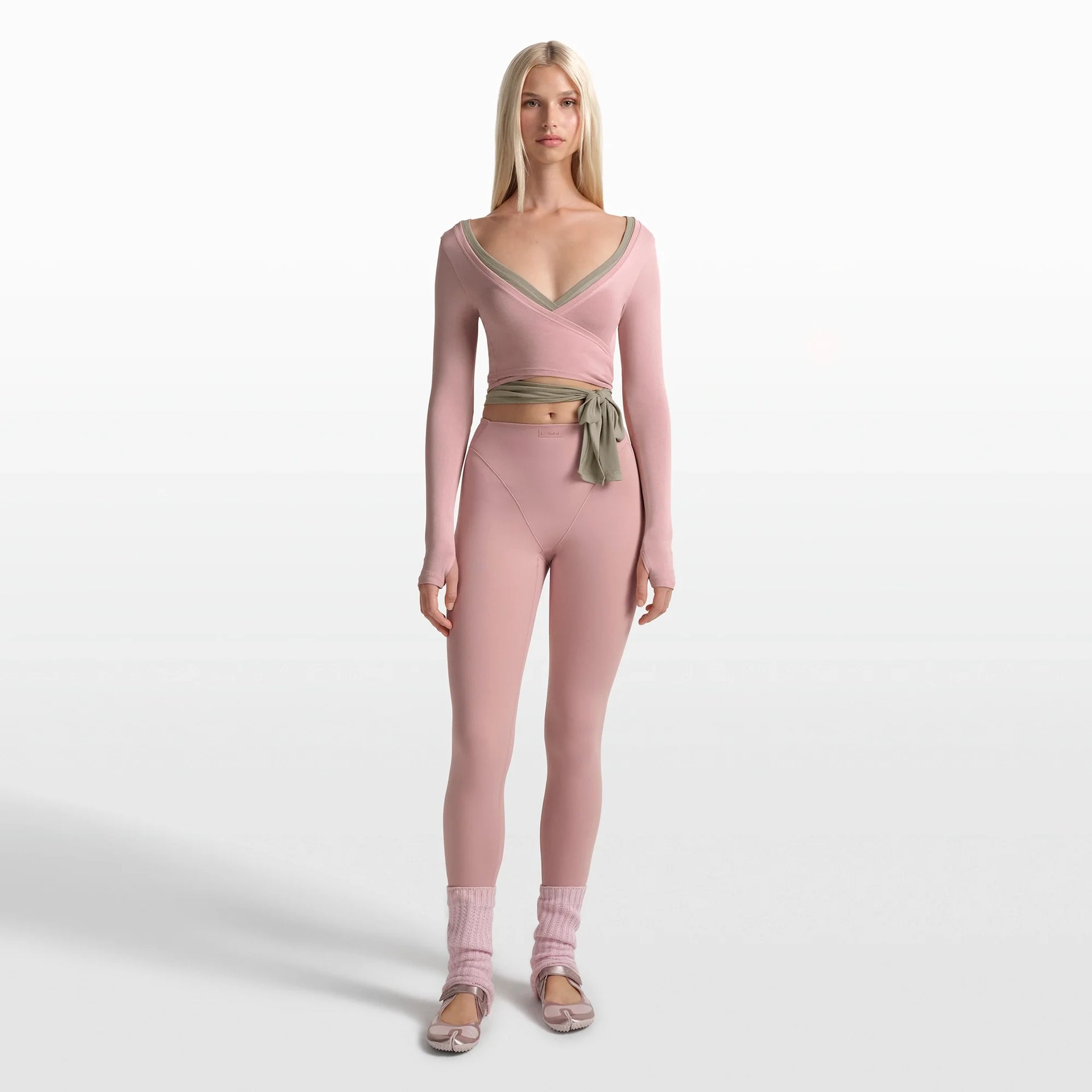 NikeSKIMS STRETCH KNIT WRAP LONG SLEEVE CROPPED TOP | HIMALAYAN