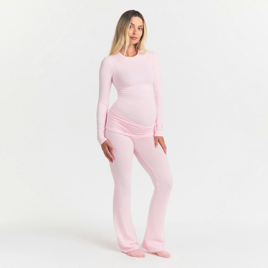 COTTON JERSEY MATERNITY LONG SLEEVE T-SHIRT | CHERRY BLOSSOM