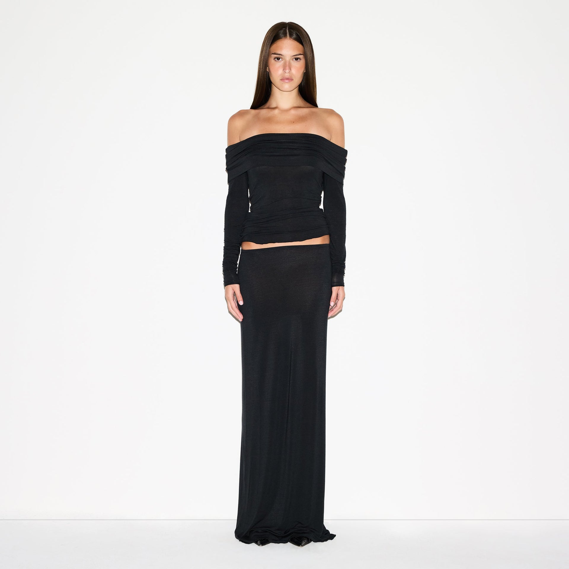 SHEER MODAL OFF THE SHOULDER TOP | ONYX