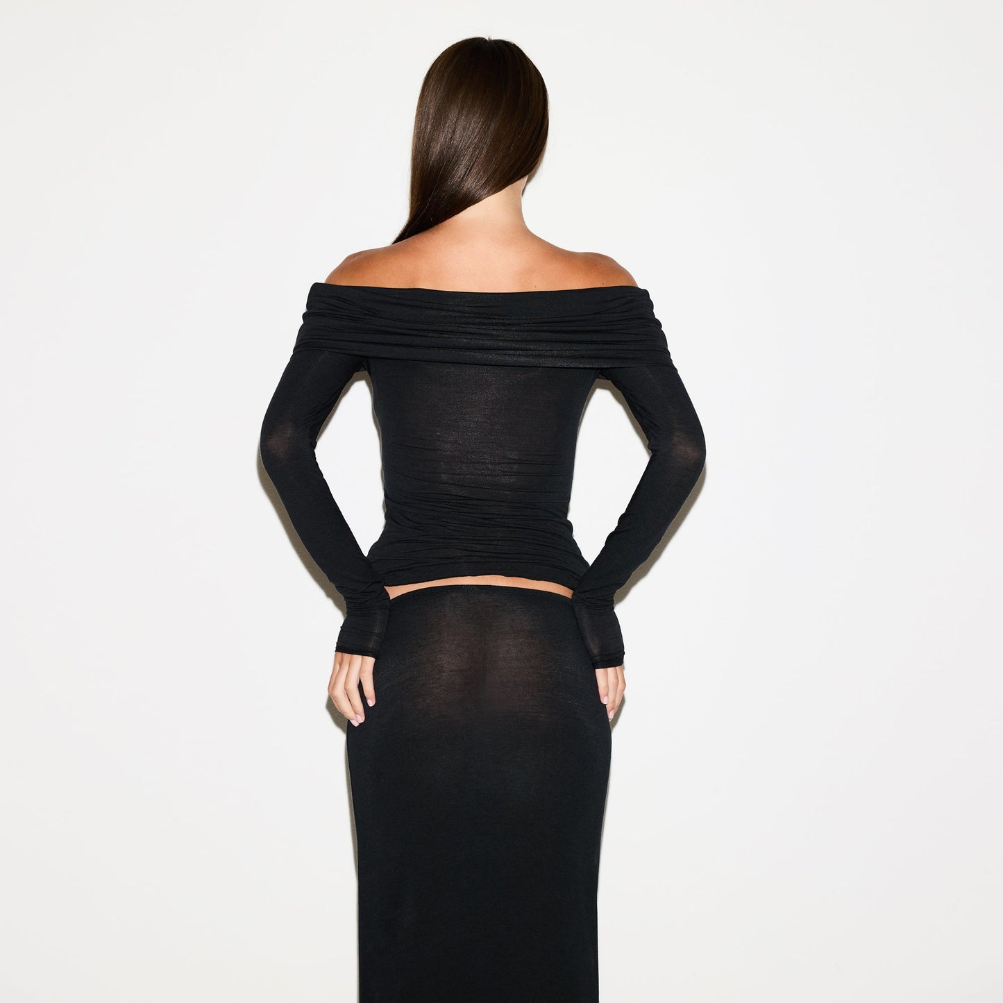 SHEER MODAL OFF THE SHOULDER TOP | ONYX
