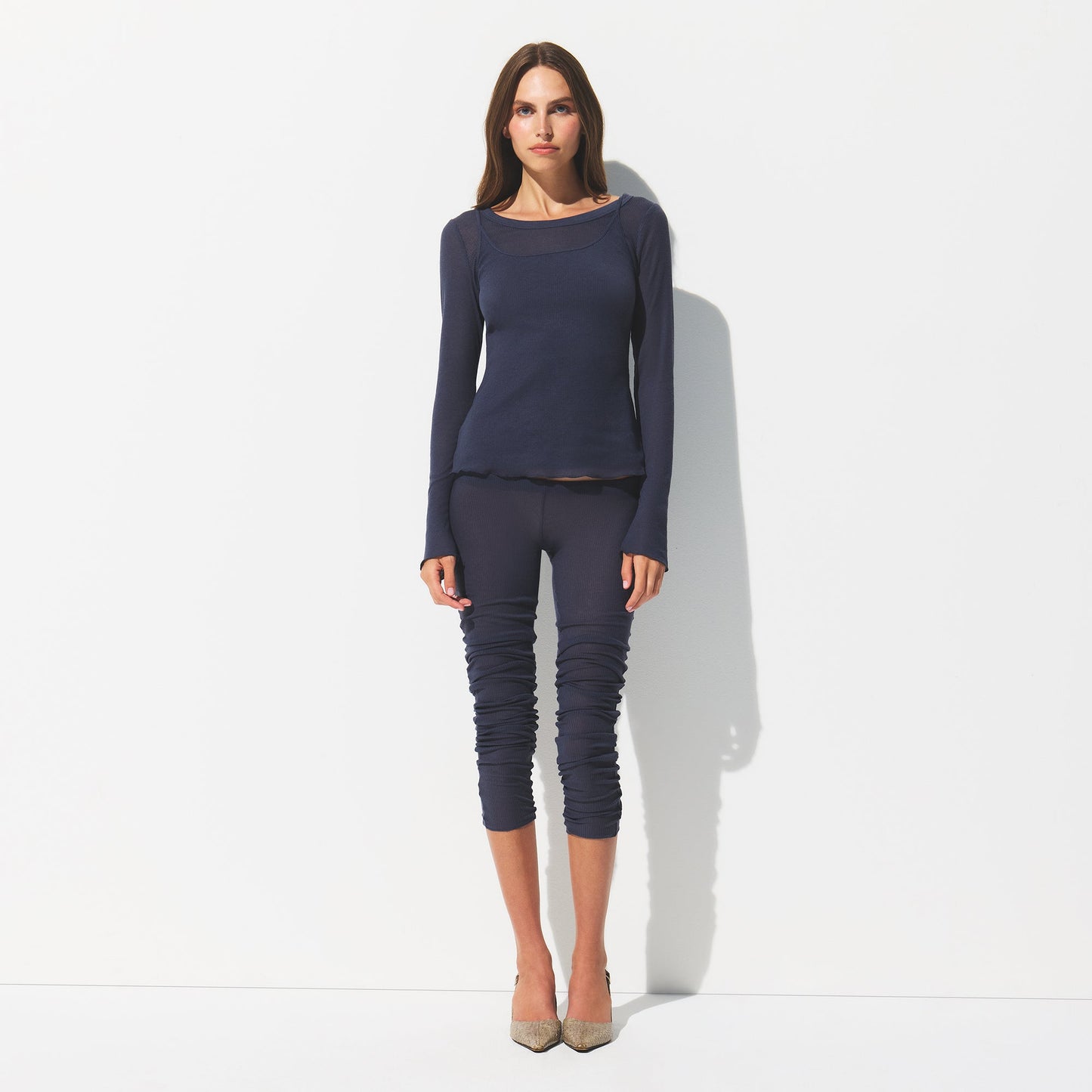 SHEER RIB LONG SLEEVE WIDE CREW | SLEET