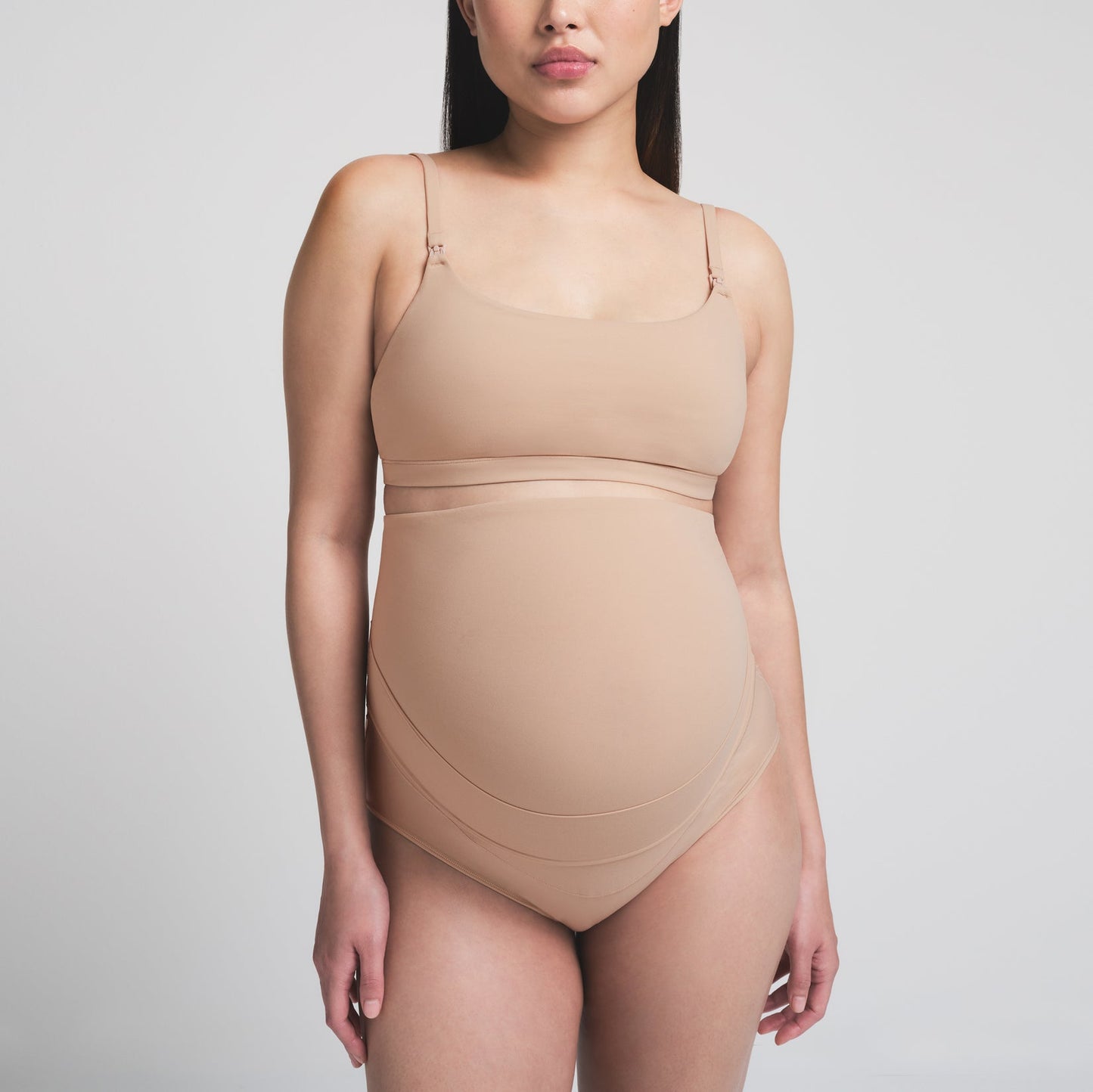 FITS EVERYBODY MATERNITY BANDED HIGH-WAISTED BRIEF | CLAY