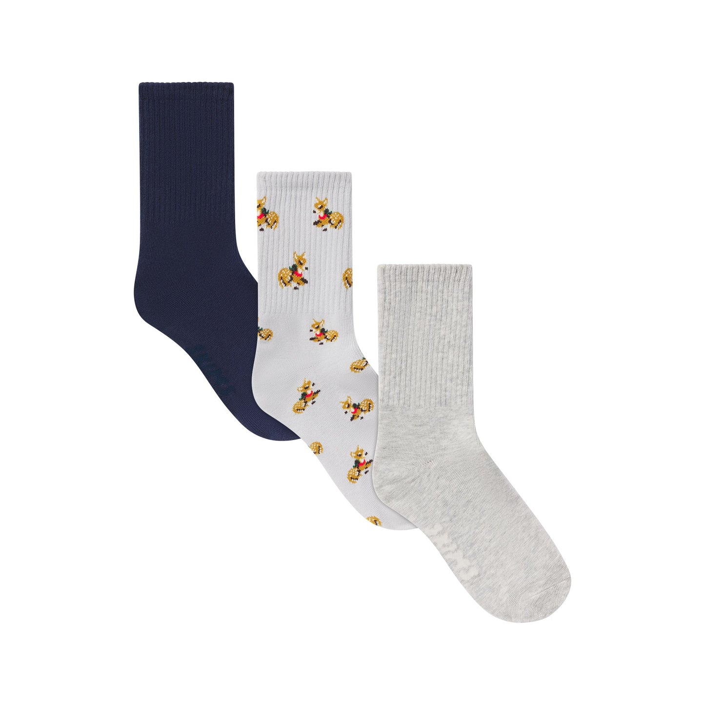 RIBBED CREW SOCK 3-PACK | ZEN BABY DEER MULTI