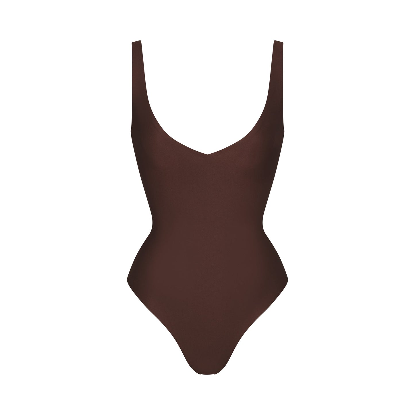 SKIMS BODY UNLINED PLUNGE THONG BODYSUIT | COCOA
