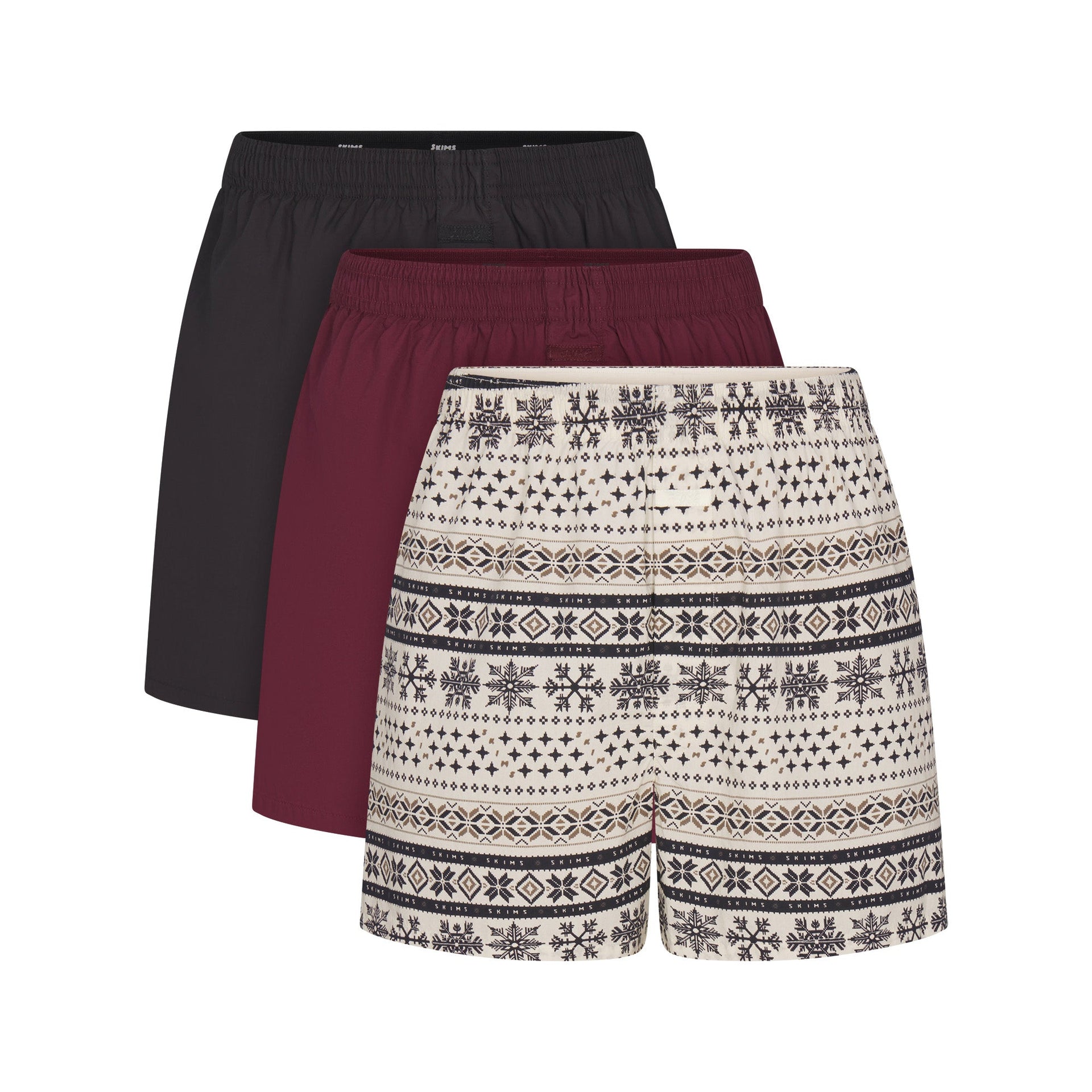 COTTON POPLIN MENS BOXER 3-PACK | ECRU FAIR ISLE MULTI