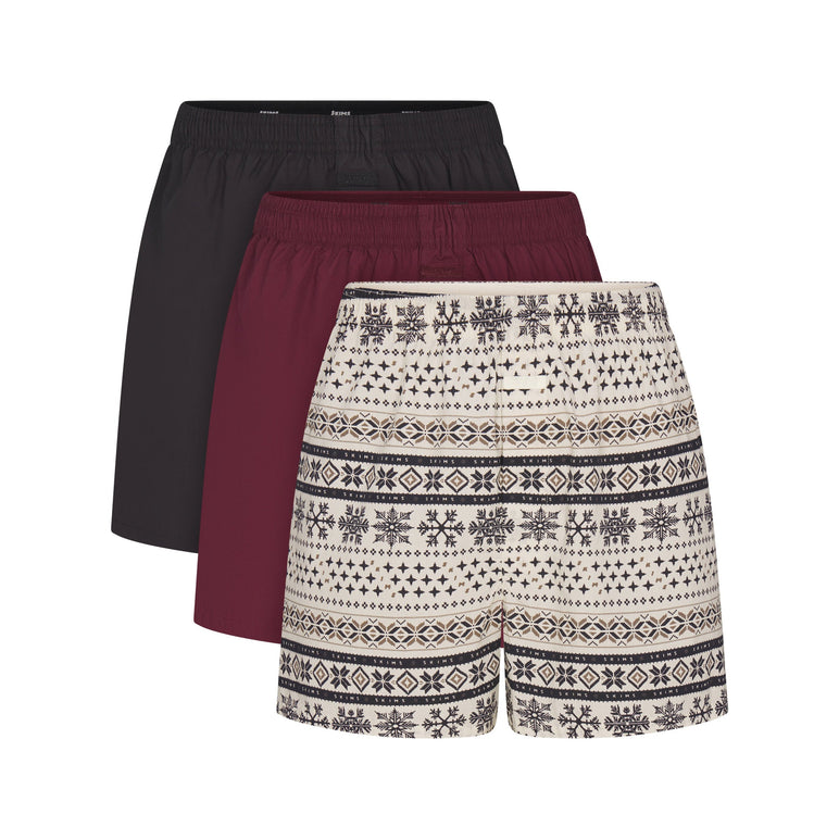 COTTON POPLIN MENS BOXER 3-PACK | ECRU FAIR ISLE MULTI