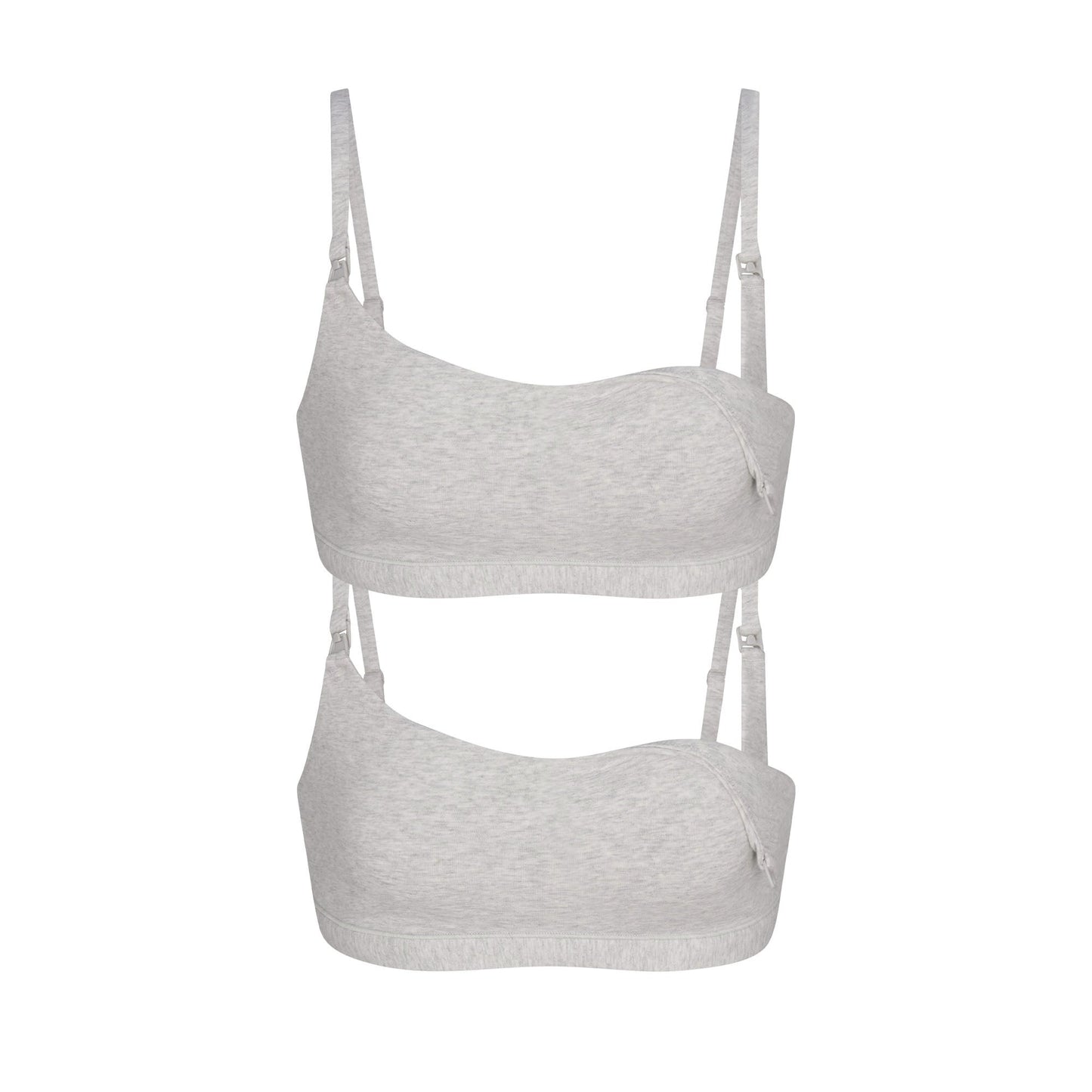 COTTON JERSEY MATERNITY NURSING SCOOP BRALETTE 2-PACK | LIGHT HEATHER GREY