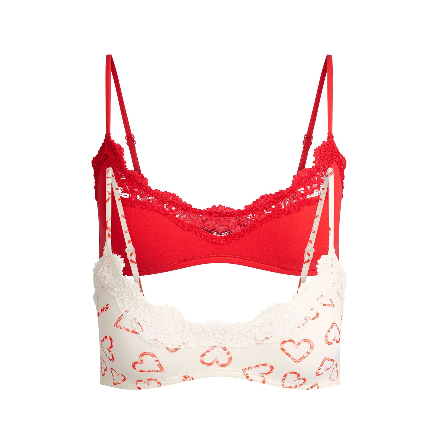 FITS EVERYBODY LACE SCOOP BRALETTE 2-PACK | CANDY HEART AND RED