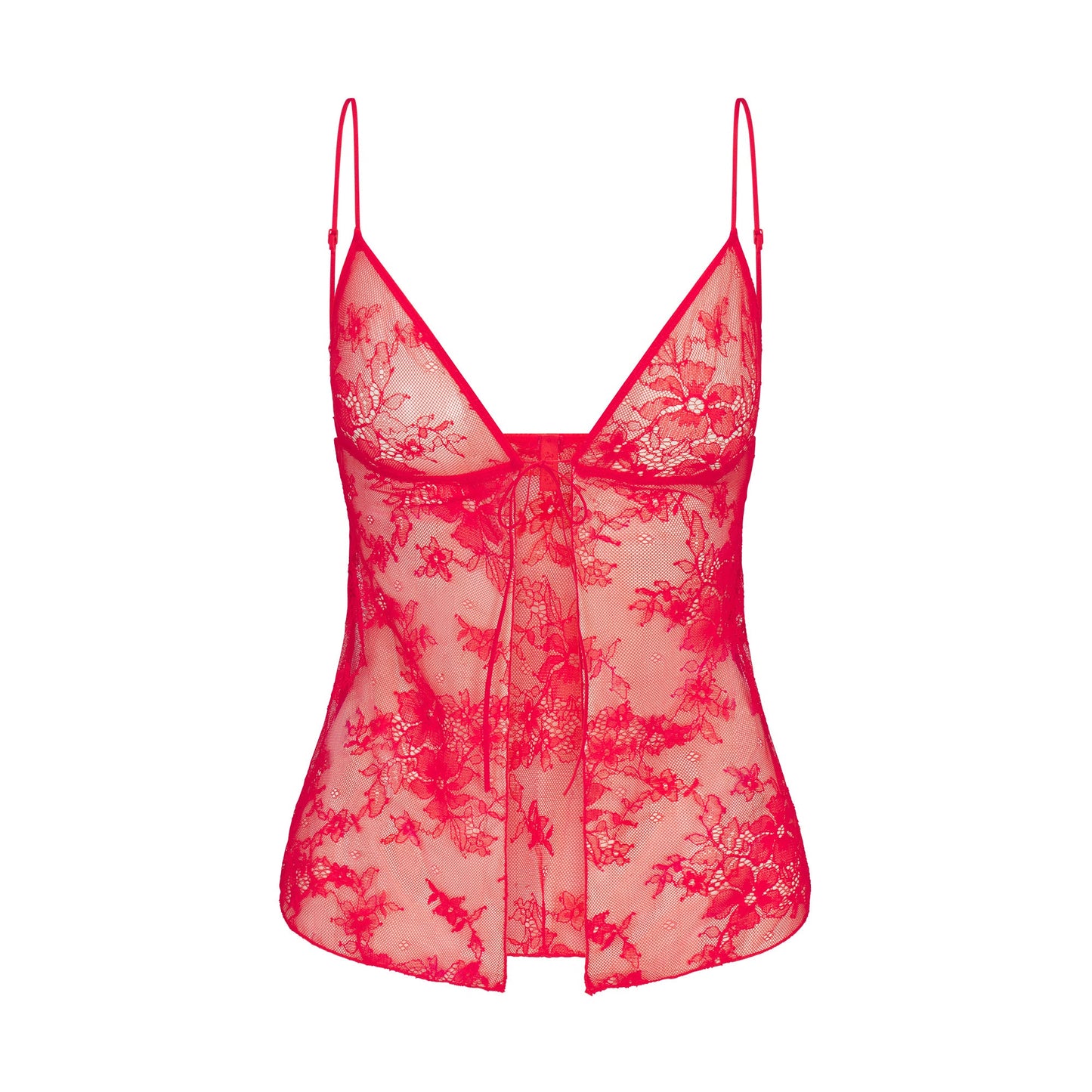 ULTRA FINE LACE TIE FRONT CAMI | RUBY