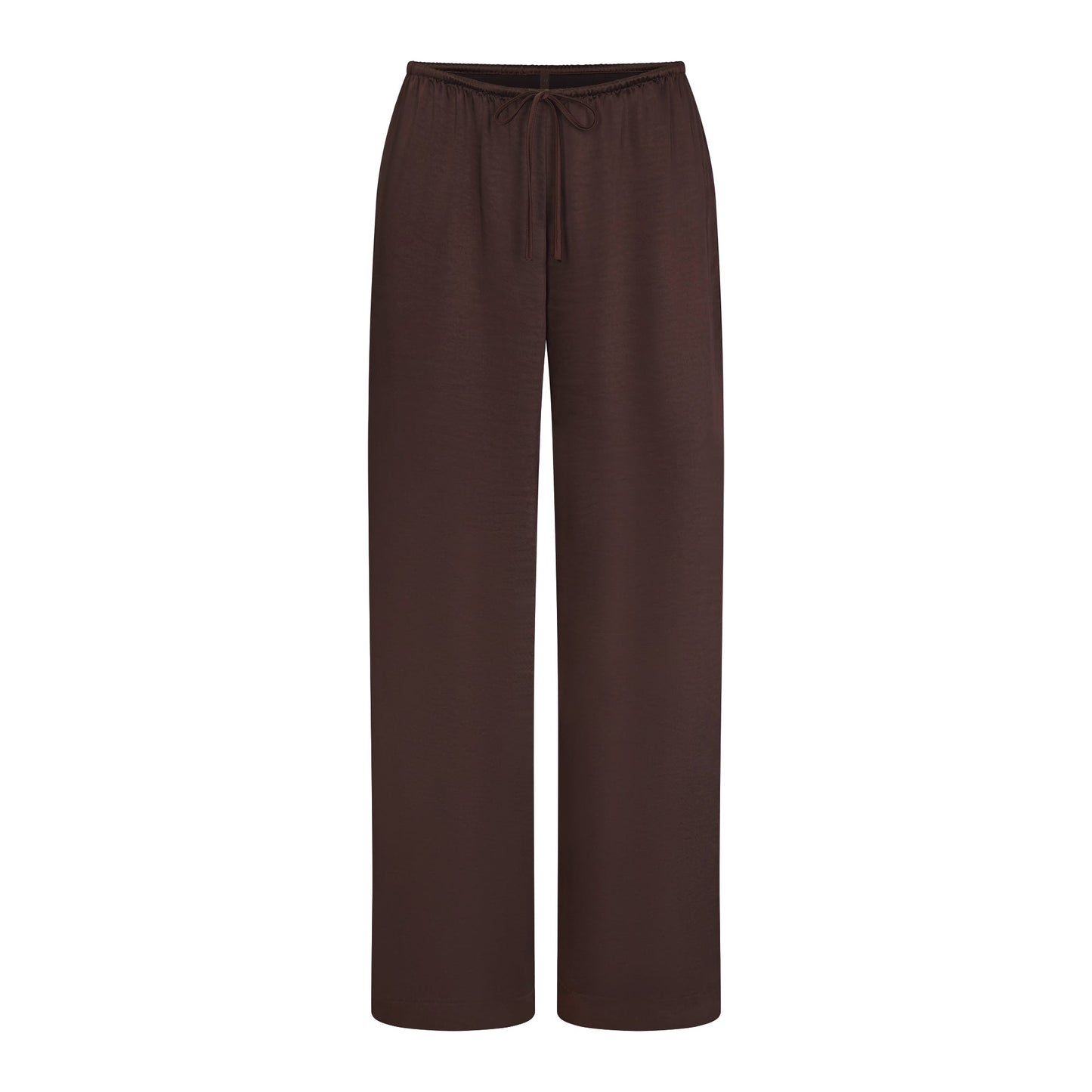 LIGHTWEIGHT SATIN STRAIGHT LEG PANT | ESPRESSO