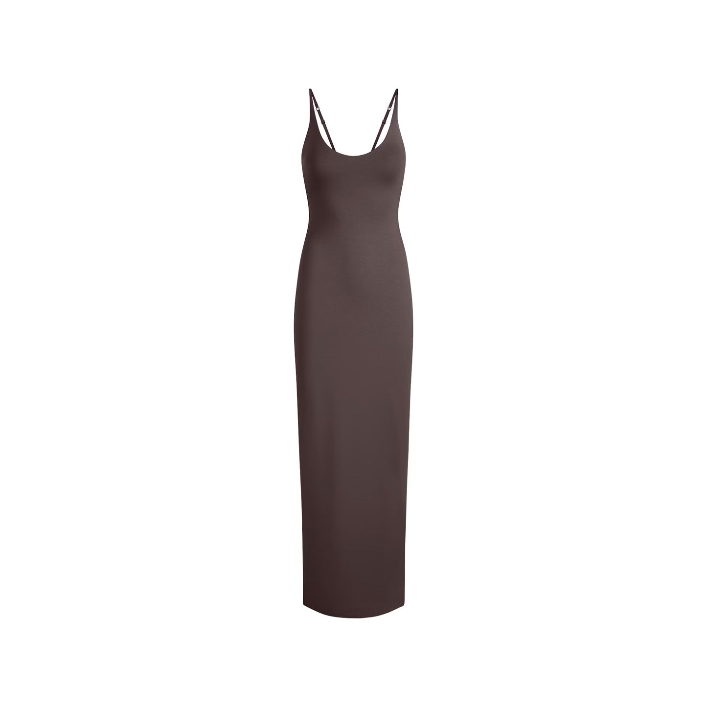 SMOOTH LAYERS SKIMPY SCOOP NECK LONG DRESS | RAISIN