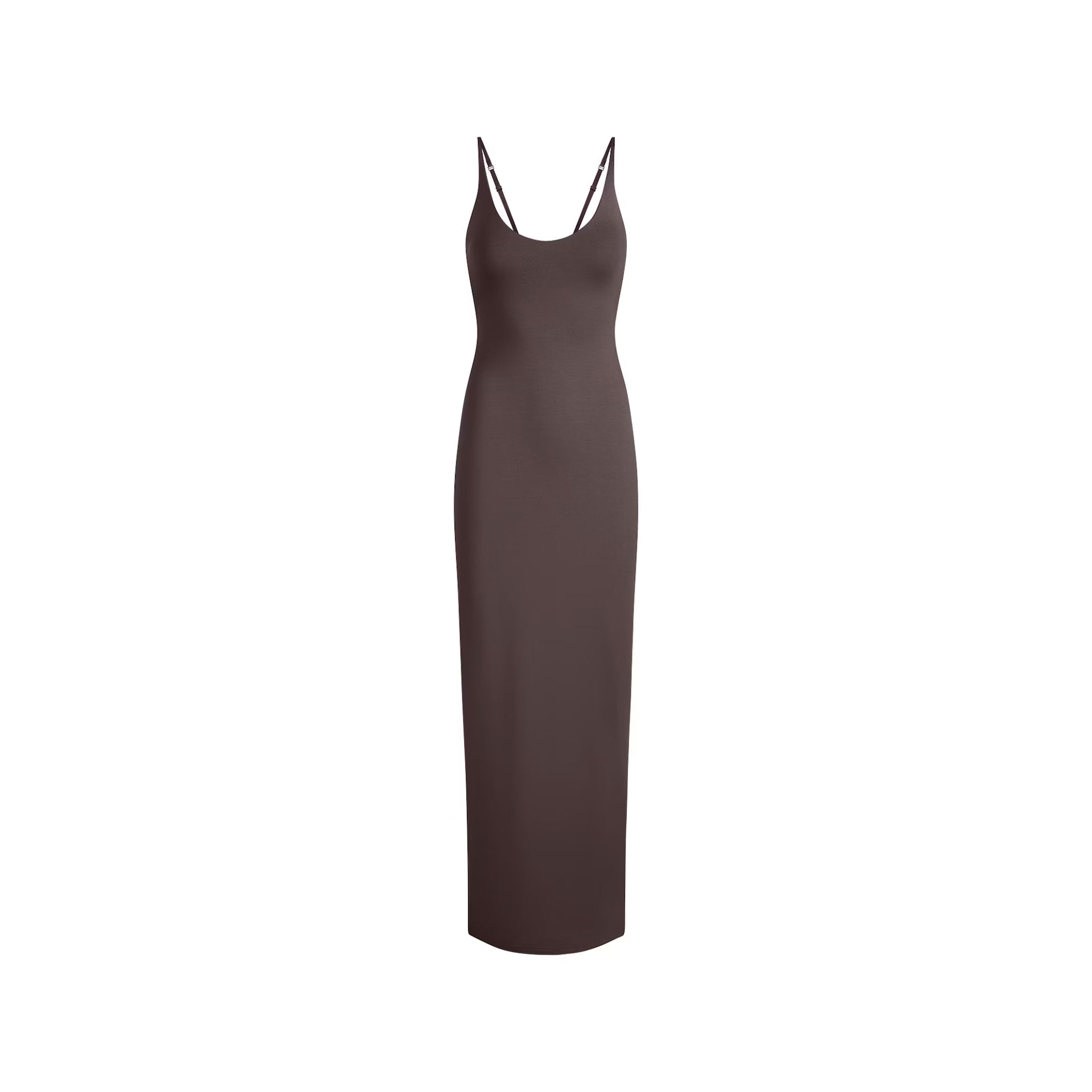 SMOOTH LAYERS SKIMPY SCOOP NECK LONG DRESS | RAISIN