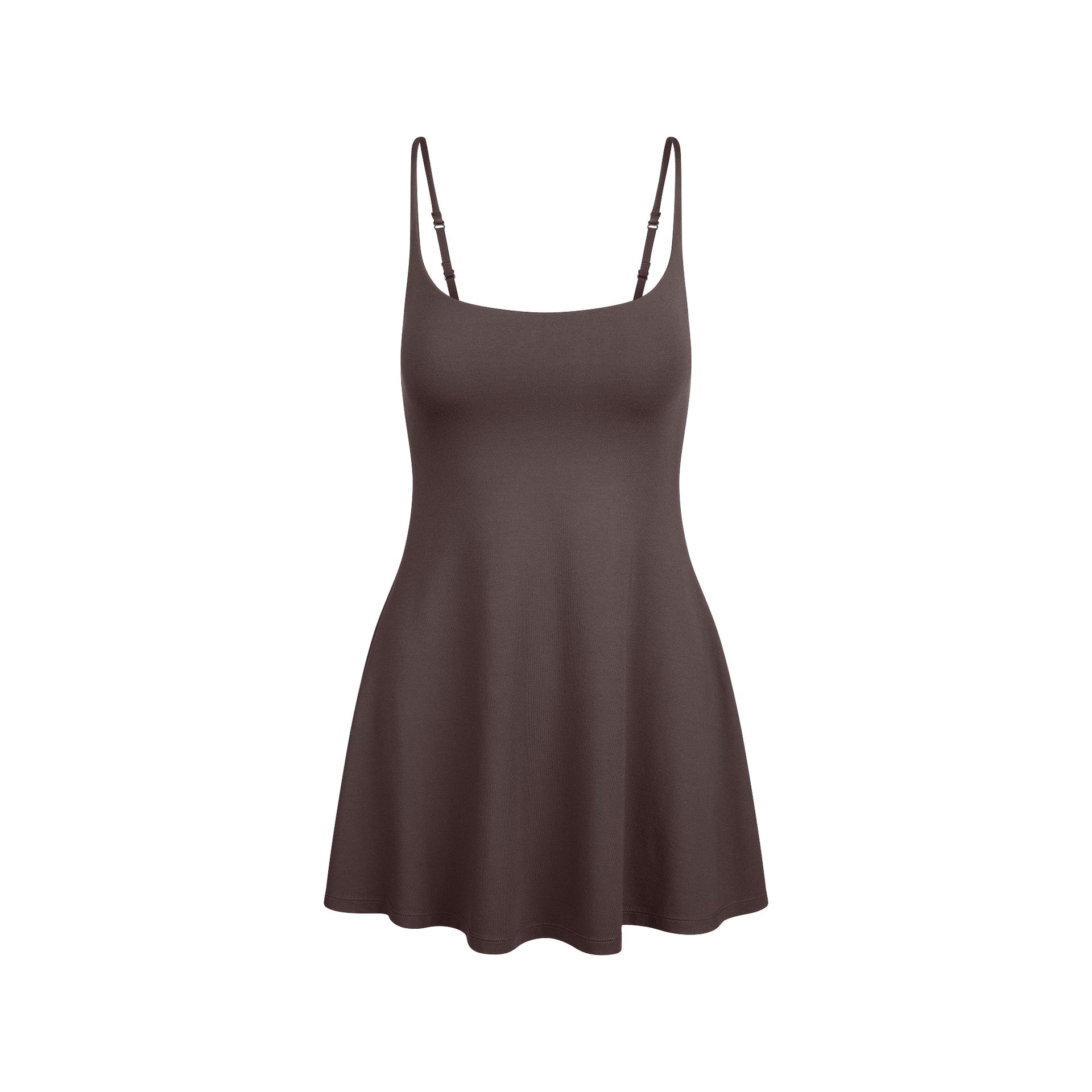 SMOOTH LAYERS SKIMPY STRAP MINI DRESS | RAISIN