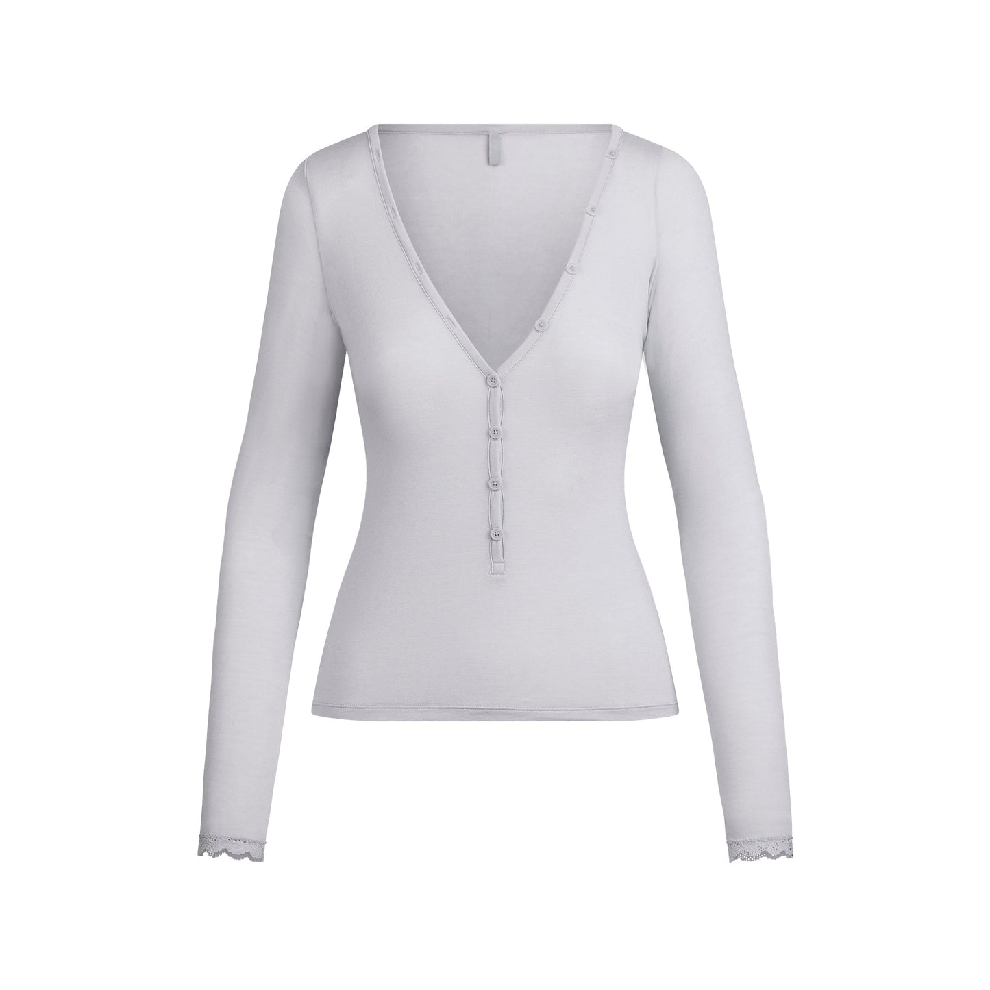 SHEER MODAL LONG SLEEVE HENLEY | MIST