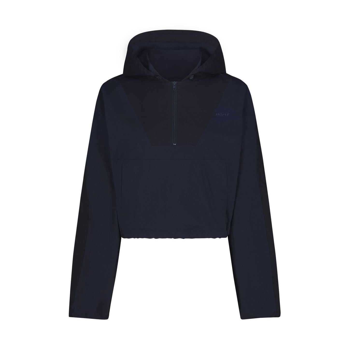 WOVEN COTTON HALF ZIP PULLOVER | NAVY