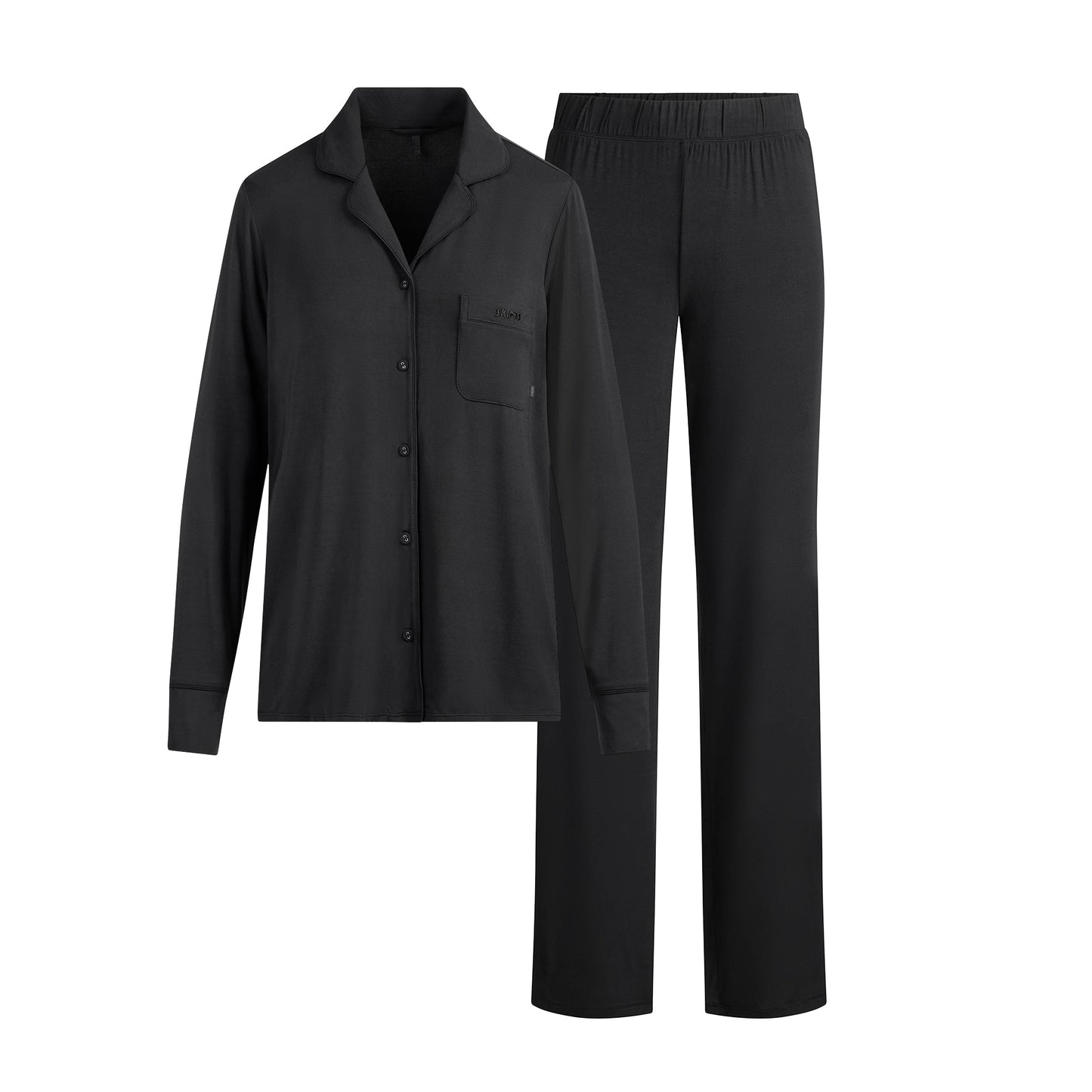 SKIMS SLEEP LONG SLEEVE BUTTON UP SET | ONYX