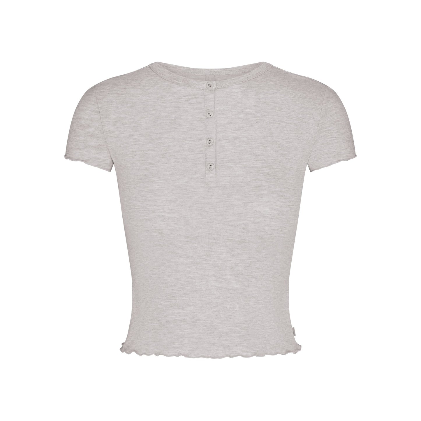 SKIMS SLEEP HENLEY AND FOLDOVER SHORT SET | LIGHT HEATHER GREY