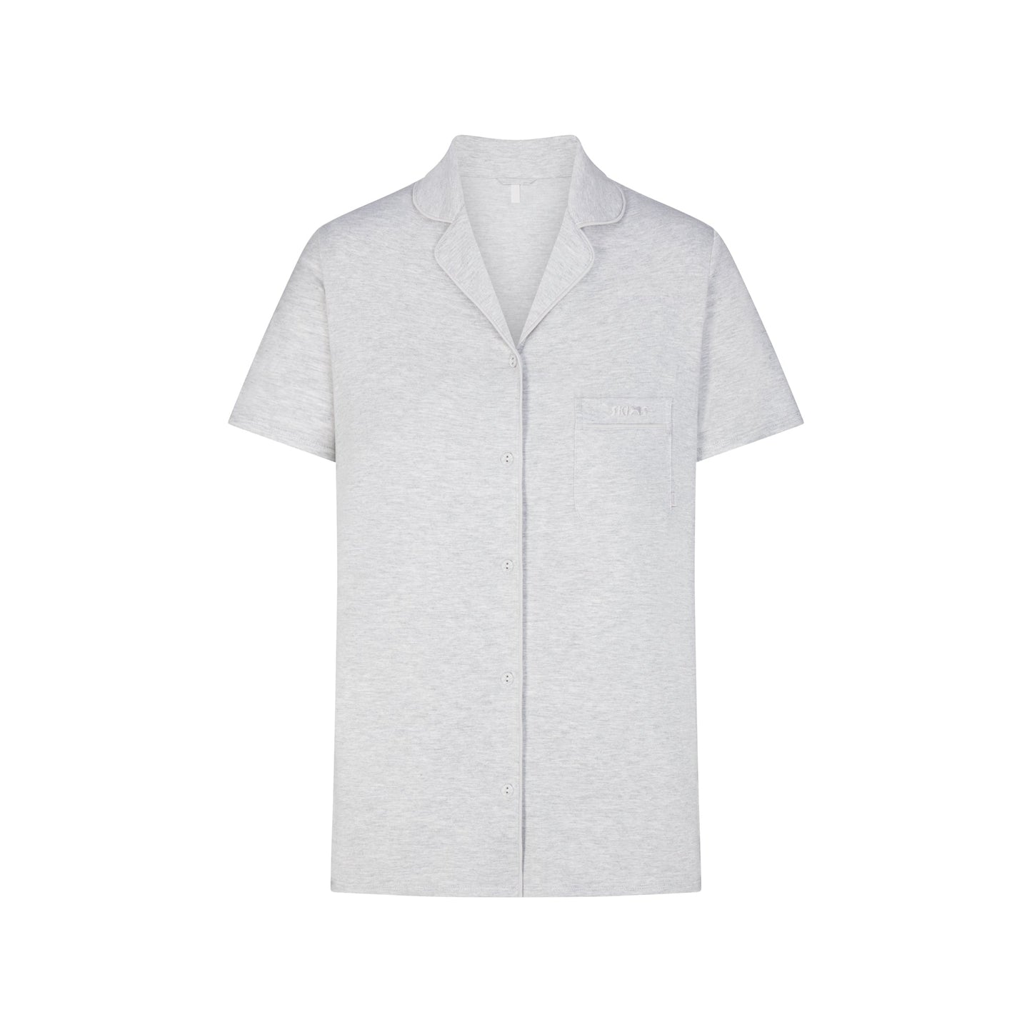 SKIMS SLEEP SHORT SLEEVE BUTTON UP SET | LIGHT HEATHER GREY