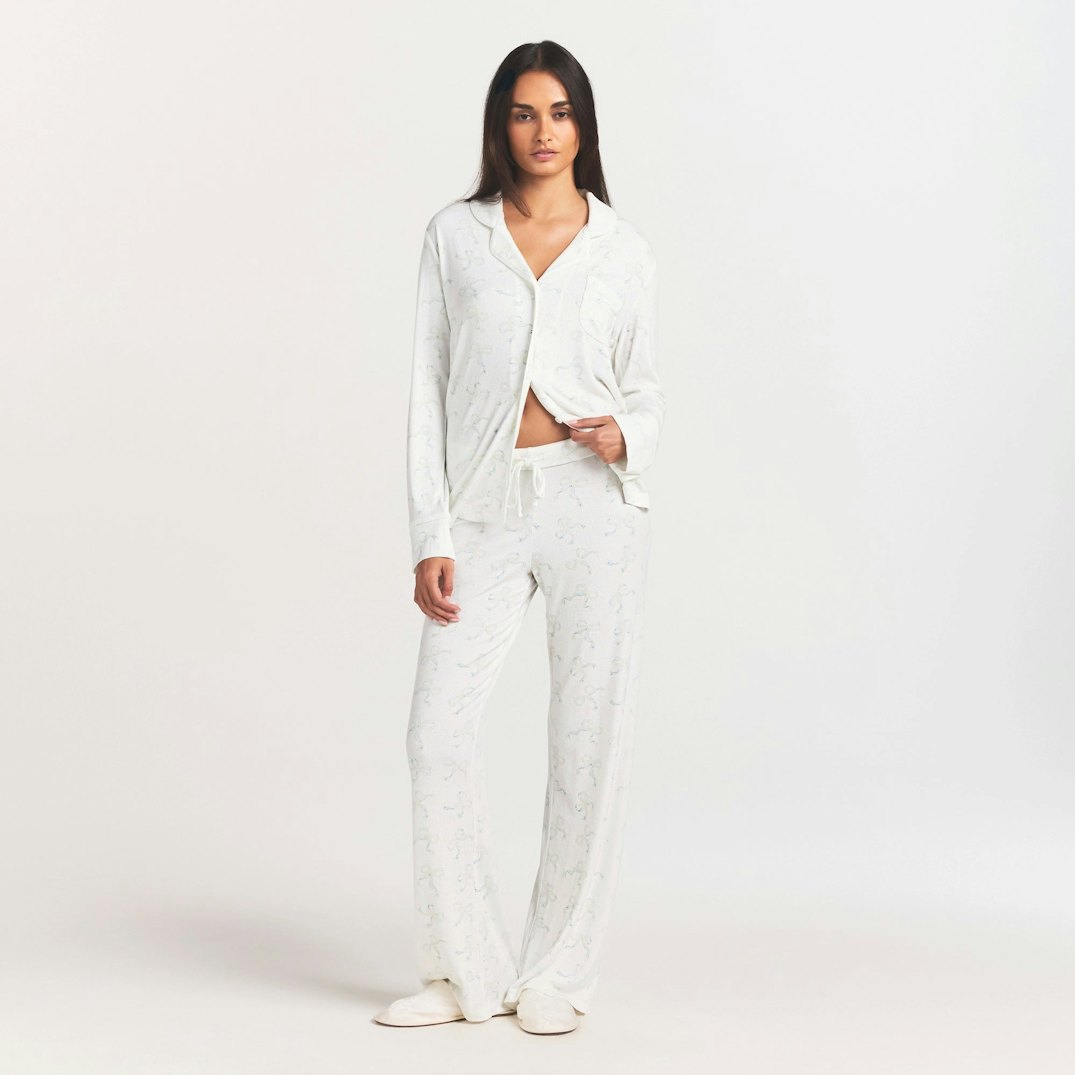 SOFT LOUNGE SLEEP SET | IVORY PEARL BOWS PRINT
