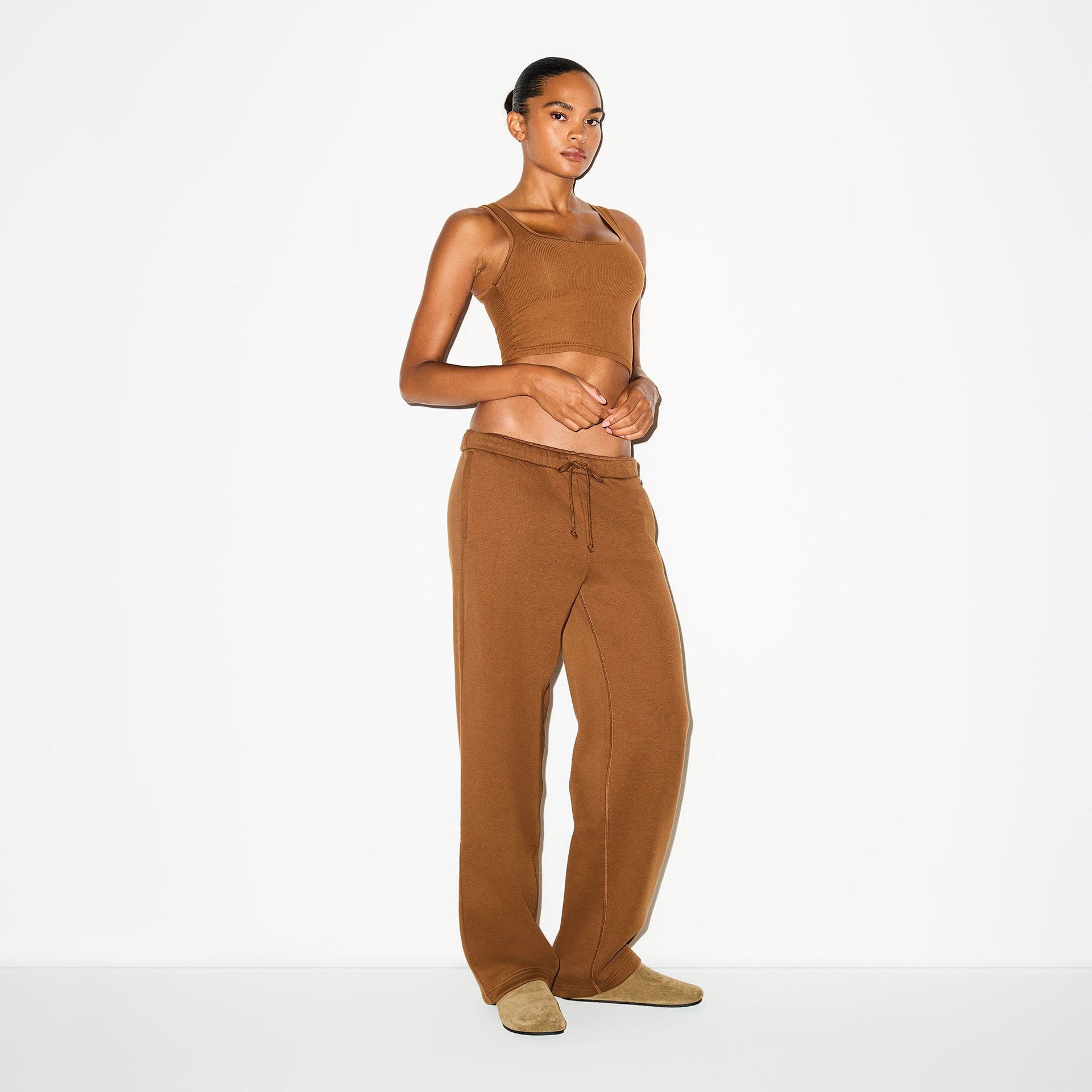 COTTON FLEECE CLASSIC STRAIGHT LEG PANT | BISON