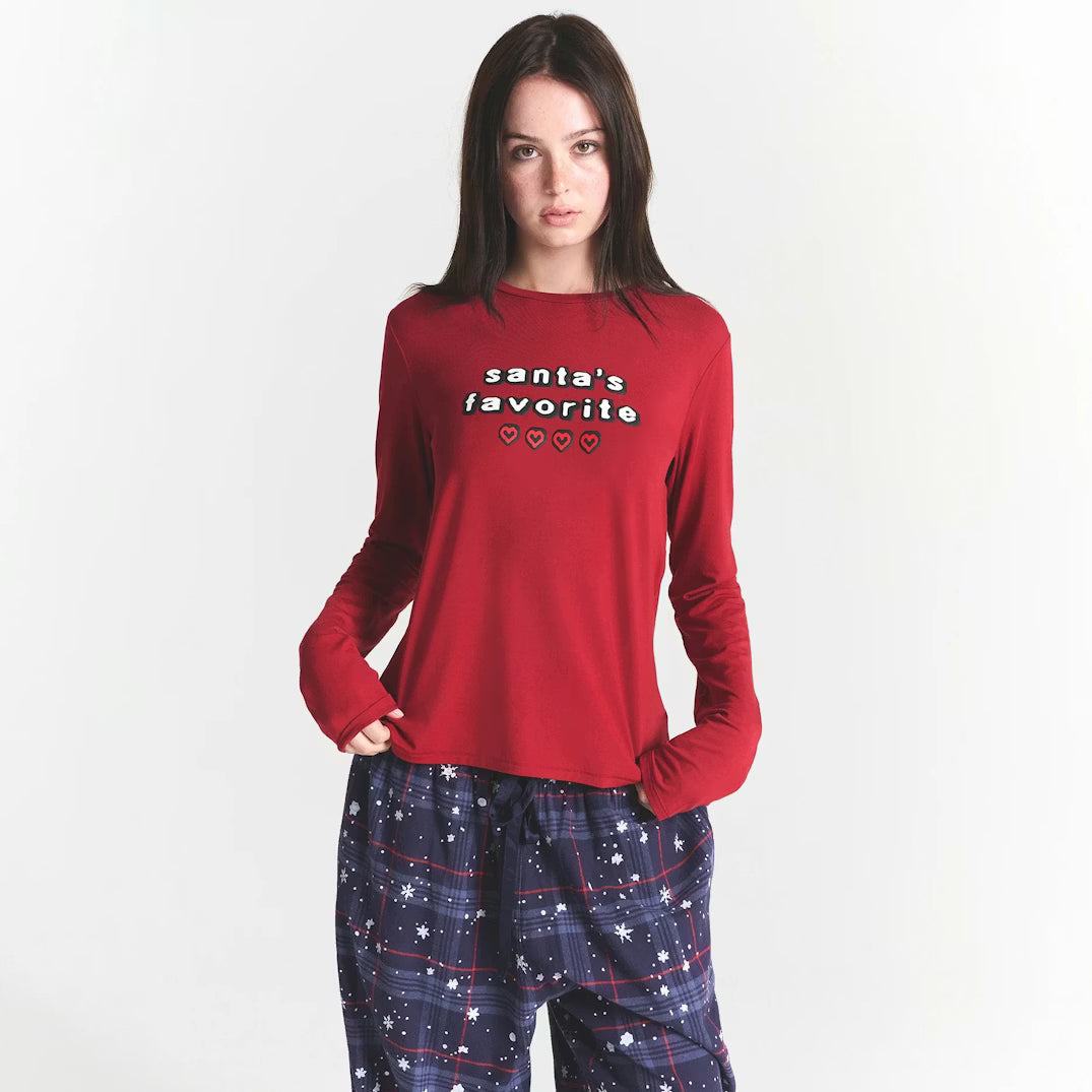 CACTUS PLANT FLEA MARKET X SKIMS SKIMS SLEEP FLANNEL PANT SET | SANTAS FAVORITE BRICK PRINT