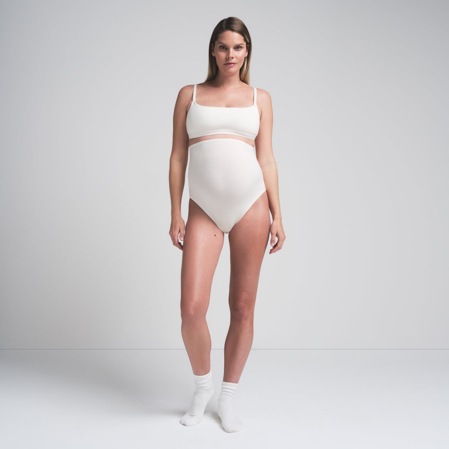 COTTON JERSEY MATERNITY HIGH-WAISTED THONG | MARBLE