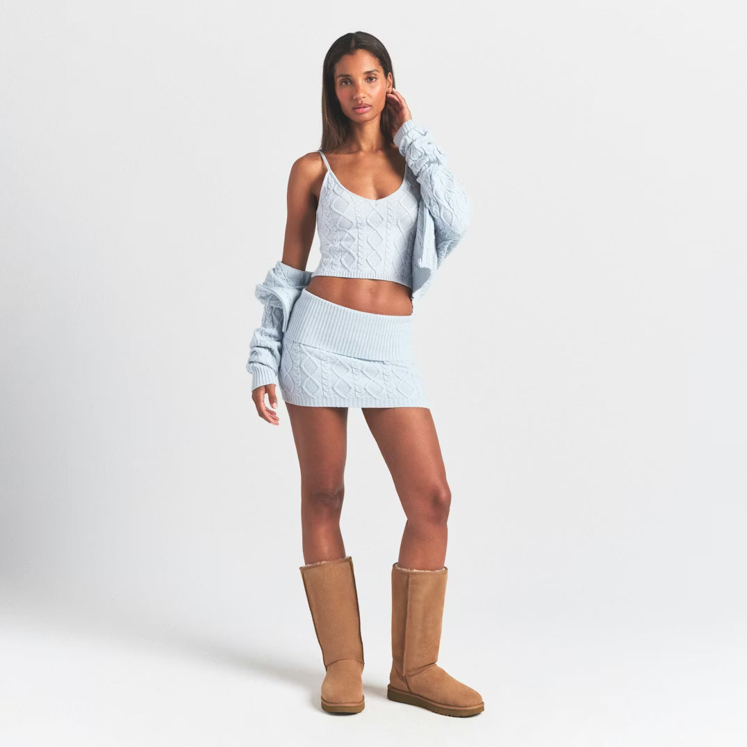 SNOW BUNNY CABLE KNIT TANK | ZEN BLUE