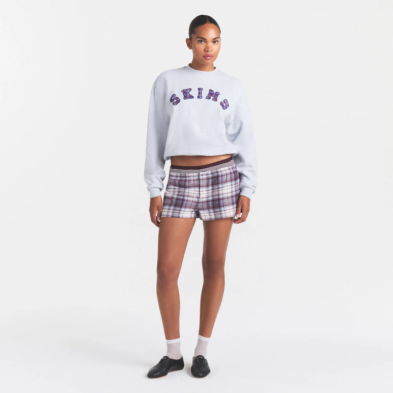COTTON FLEECE CLASSIC CREWNECK | LIGHT HEATHER GREY ARCHED SKIMS PLAID