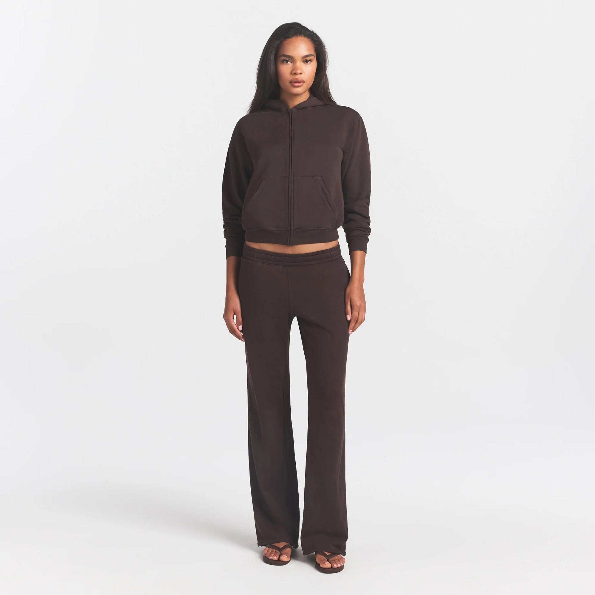 FRENCH TERRY ZIP UP HOODIE | ESPRESSO