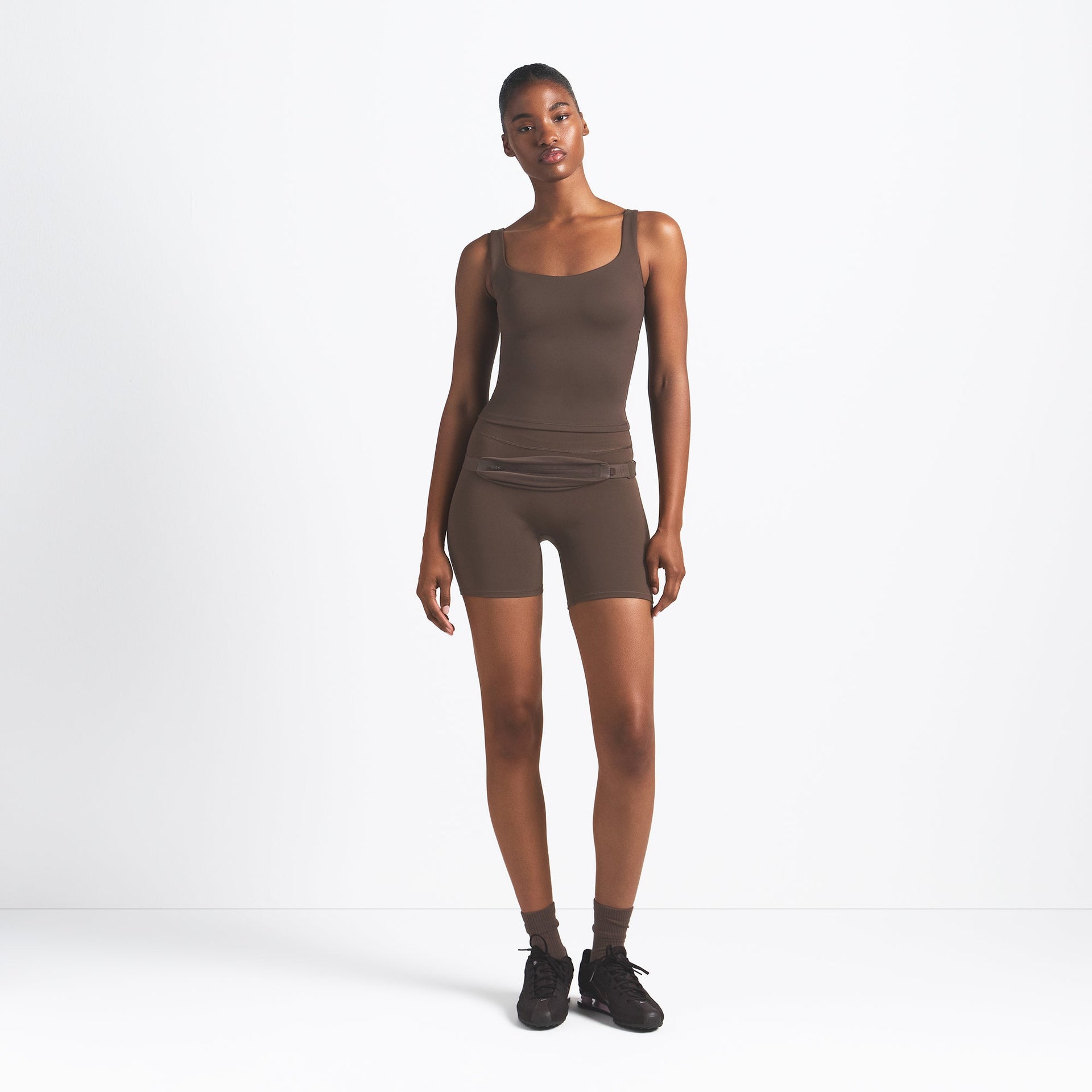 NikeSKIMS MATTE SQUARE NECK TANK | DARK SEPIA