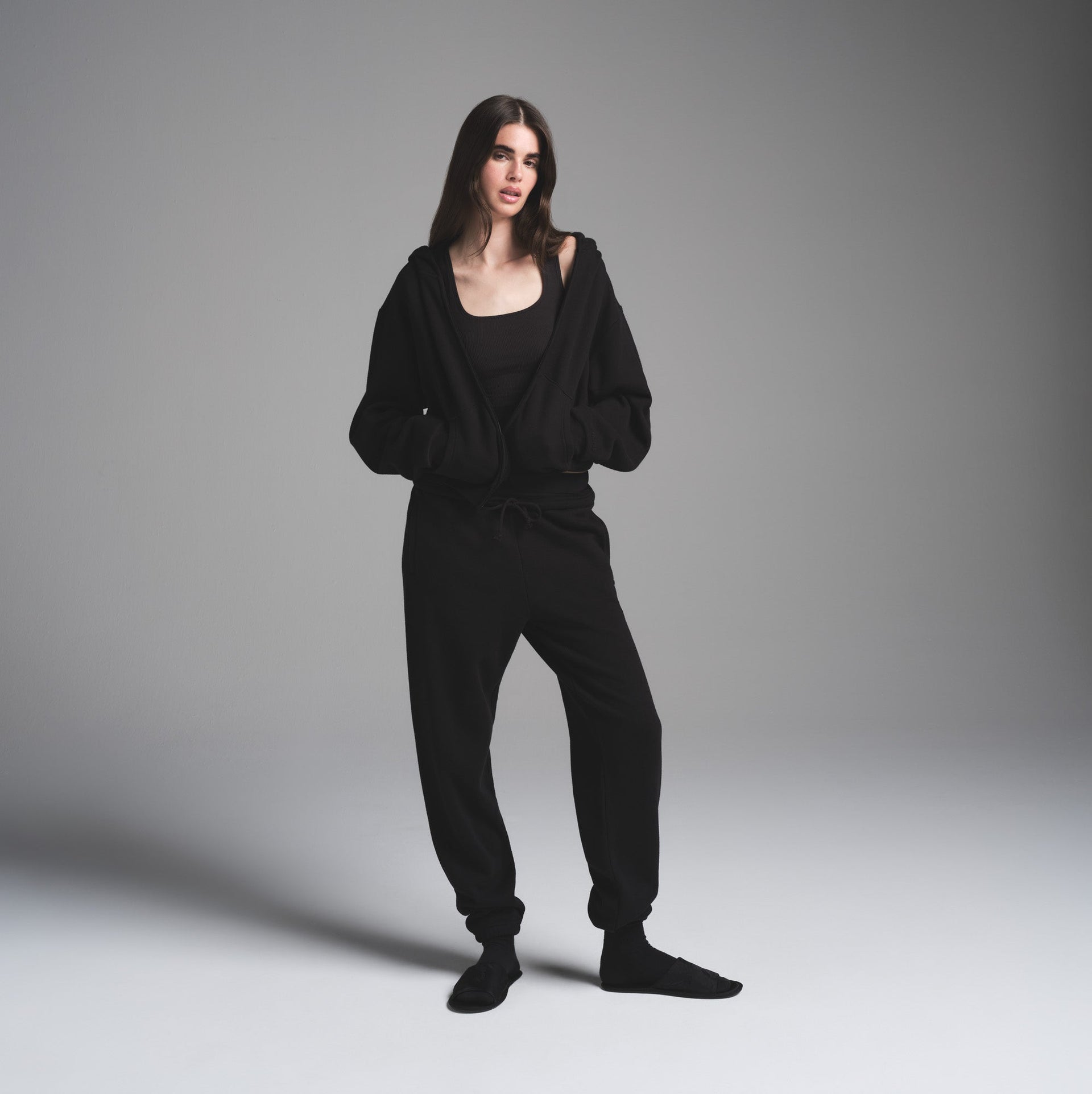 COTTON FLEECE CLASSIC ZIP UP HOODIE | ONYX