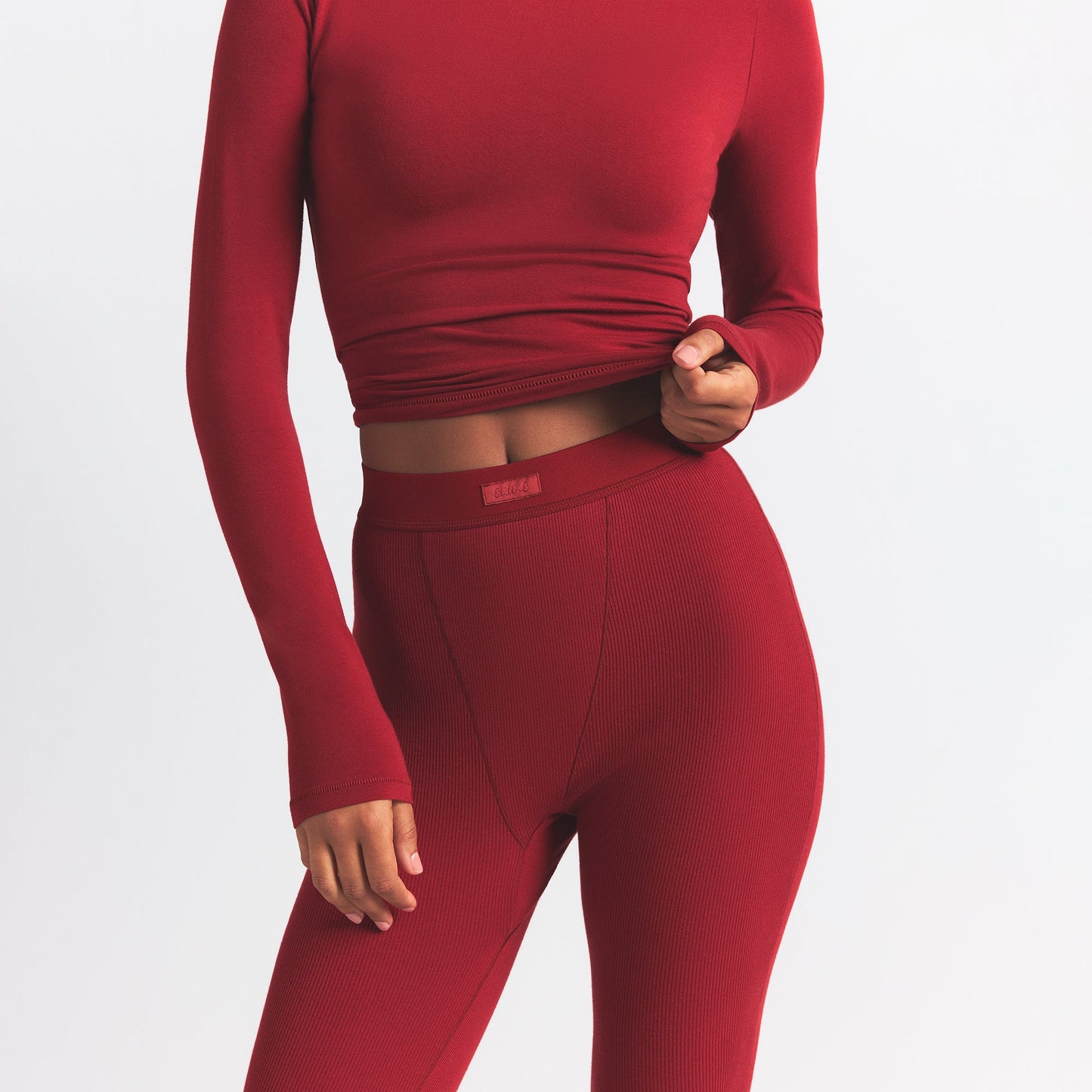 COTTON RIB LEGGING | BRICK