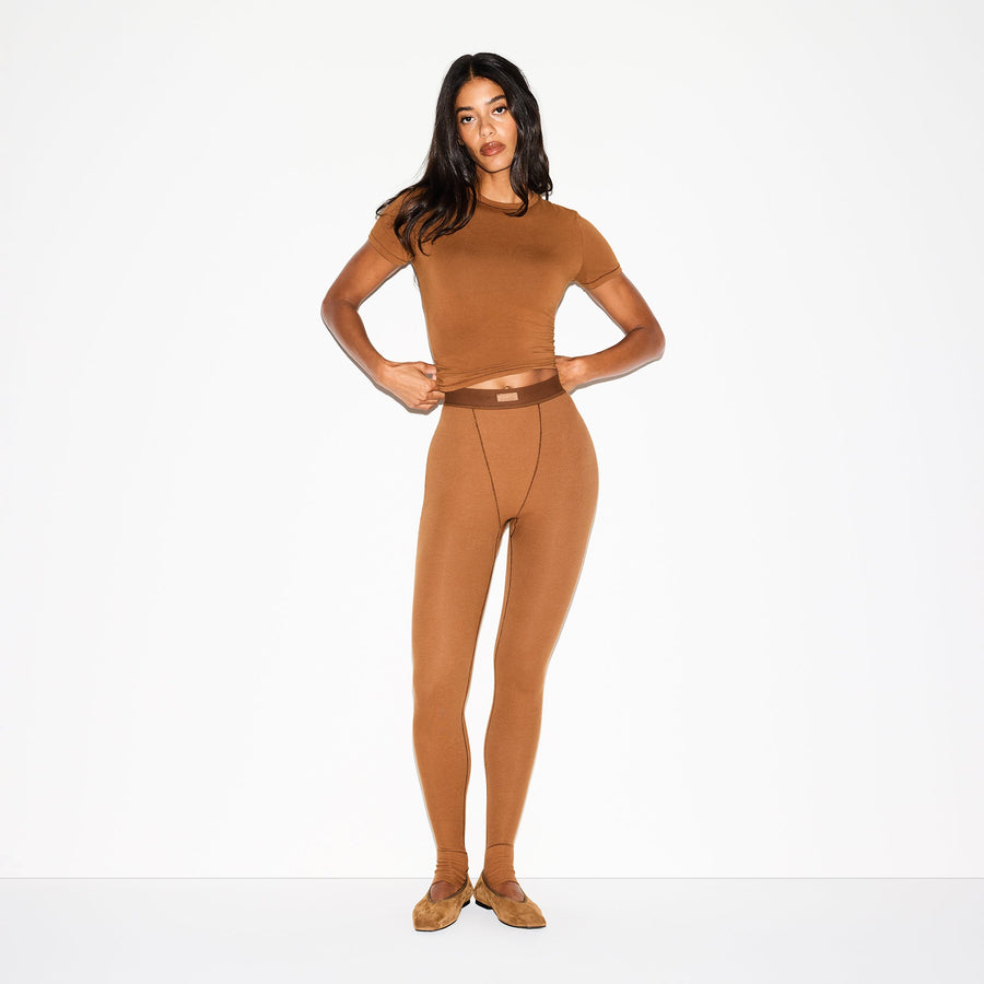 COTTON RIB LEGGING | CHAI