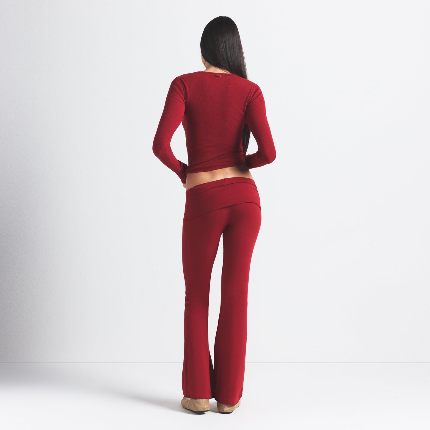 COTTON JERSEY FOLDOVER PANT | BRICK