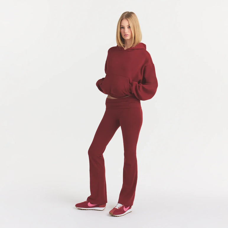 COTTON JERSEY FOLDOVER PANT | MERLOT