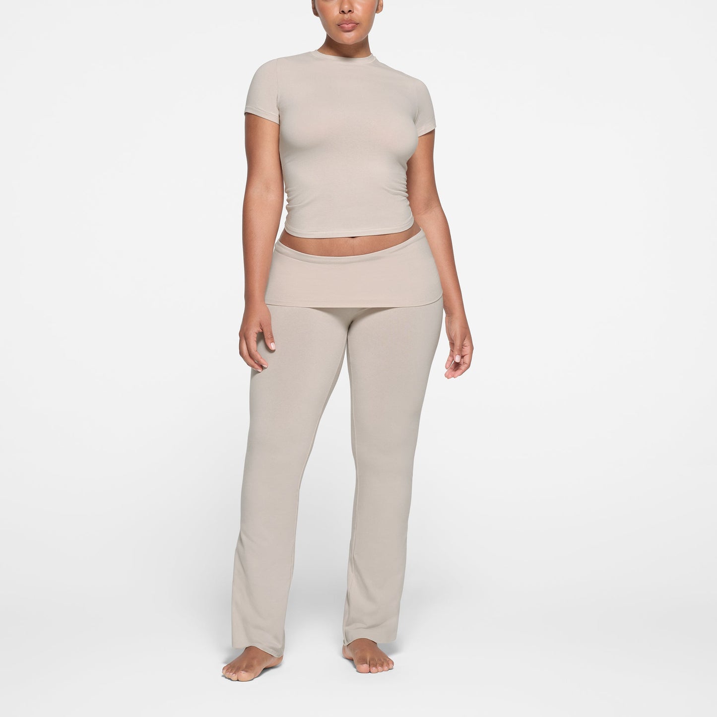 COTTON JERSEY FOLDOVER PANT | STONE