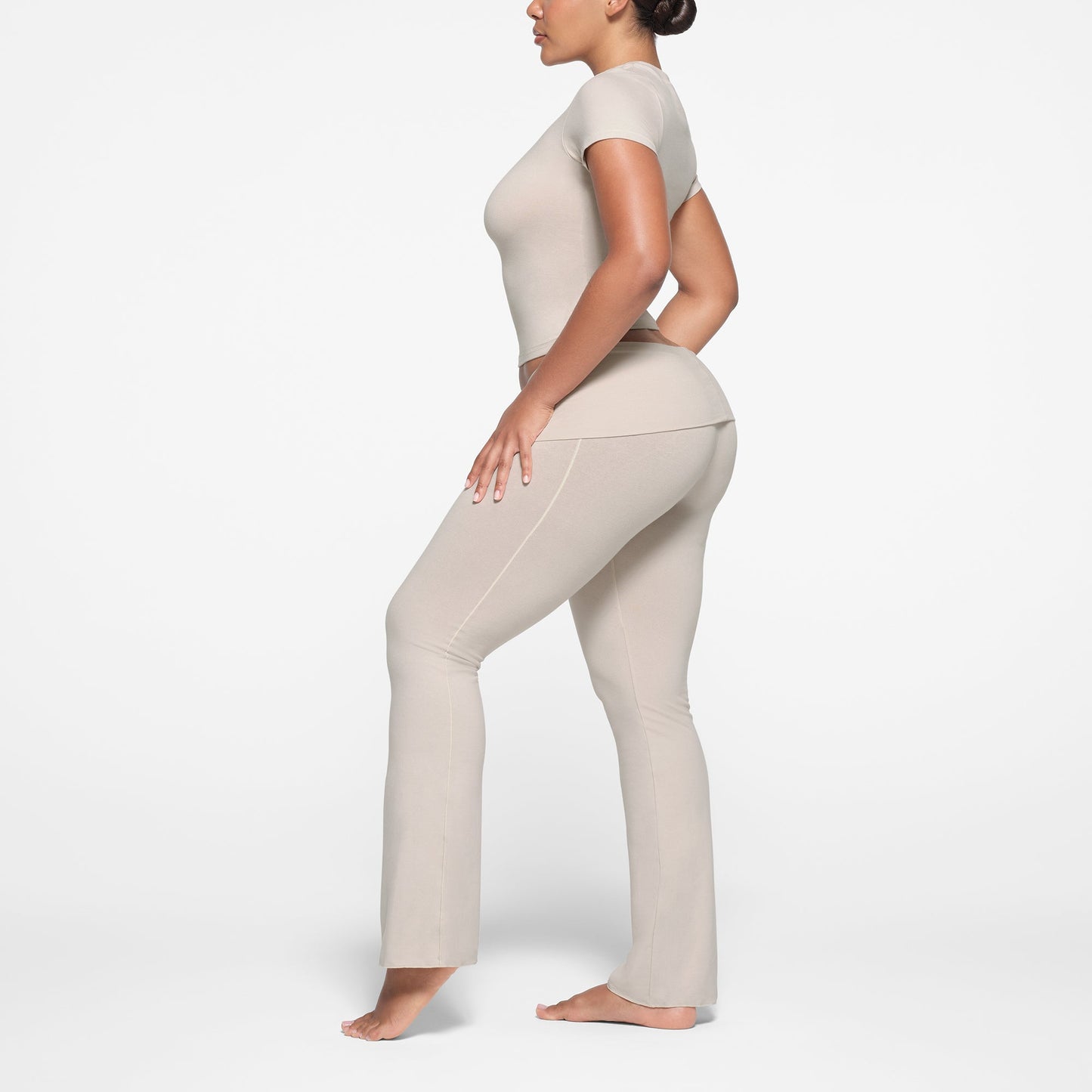 COTTON JERSEY FOLDOVER PANT | STONE