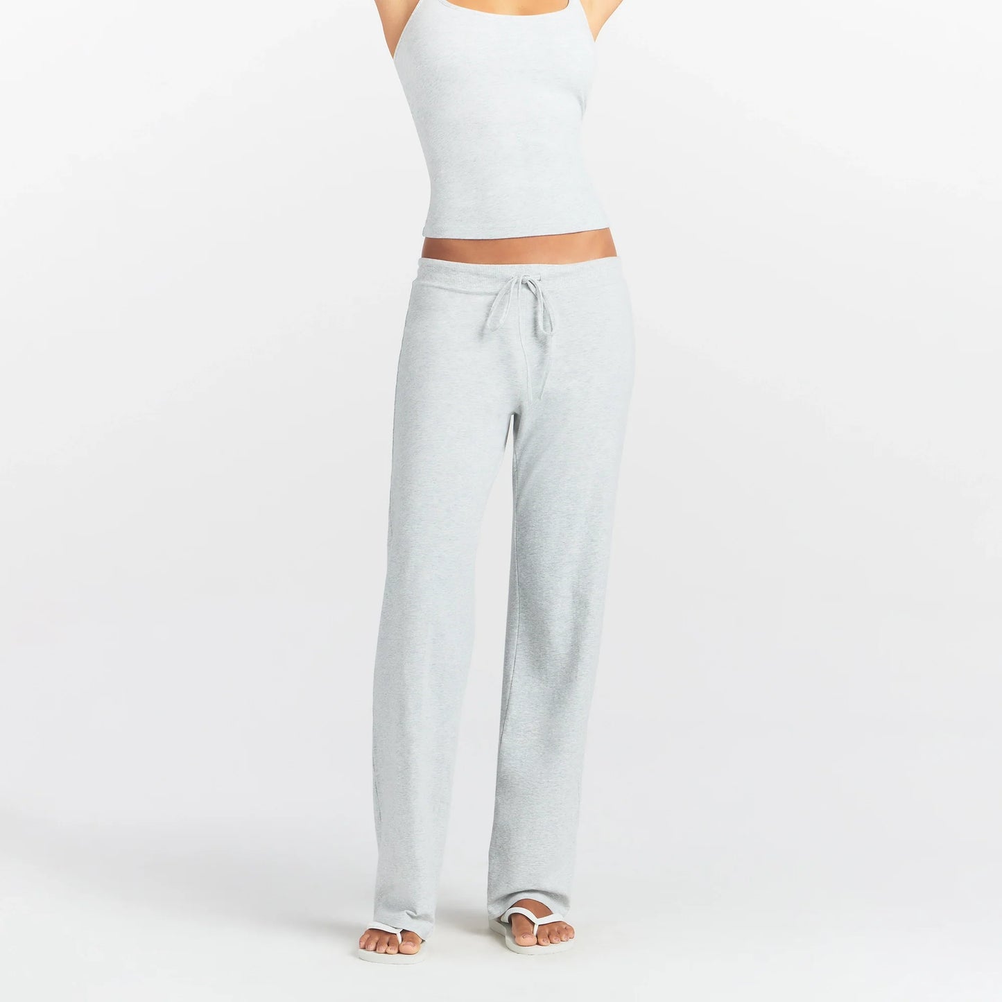 COTTON JERSEY STRAIGHT LEG PANT | LIGHT HEATHER GREY